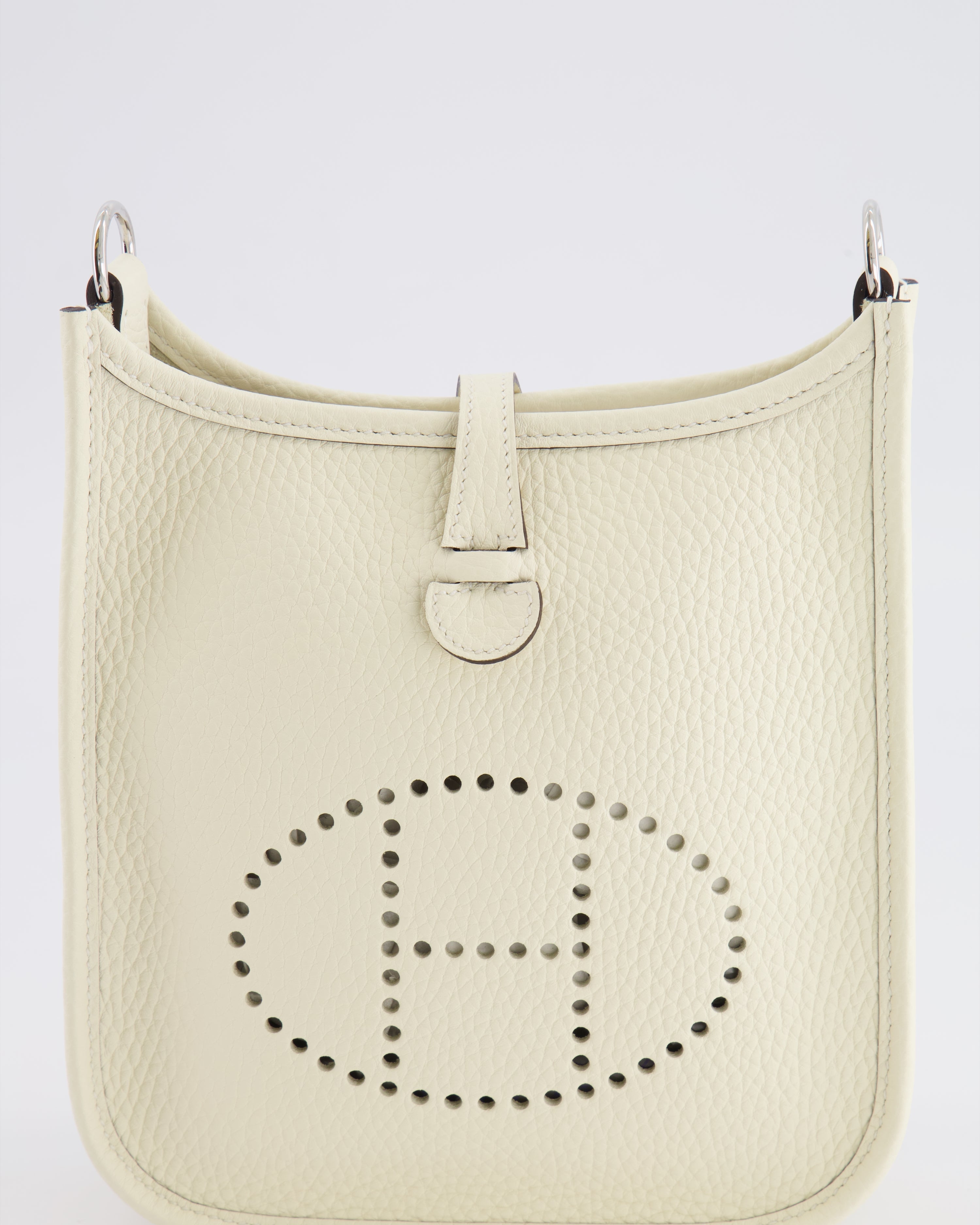 Hermès Mini Evelyne Amazone Bag in Cream Clemence Leather with Palladium Hardware