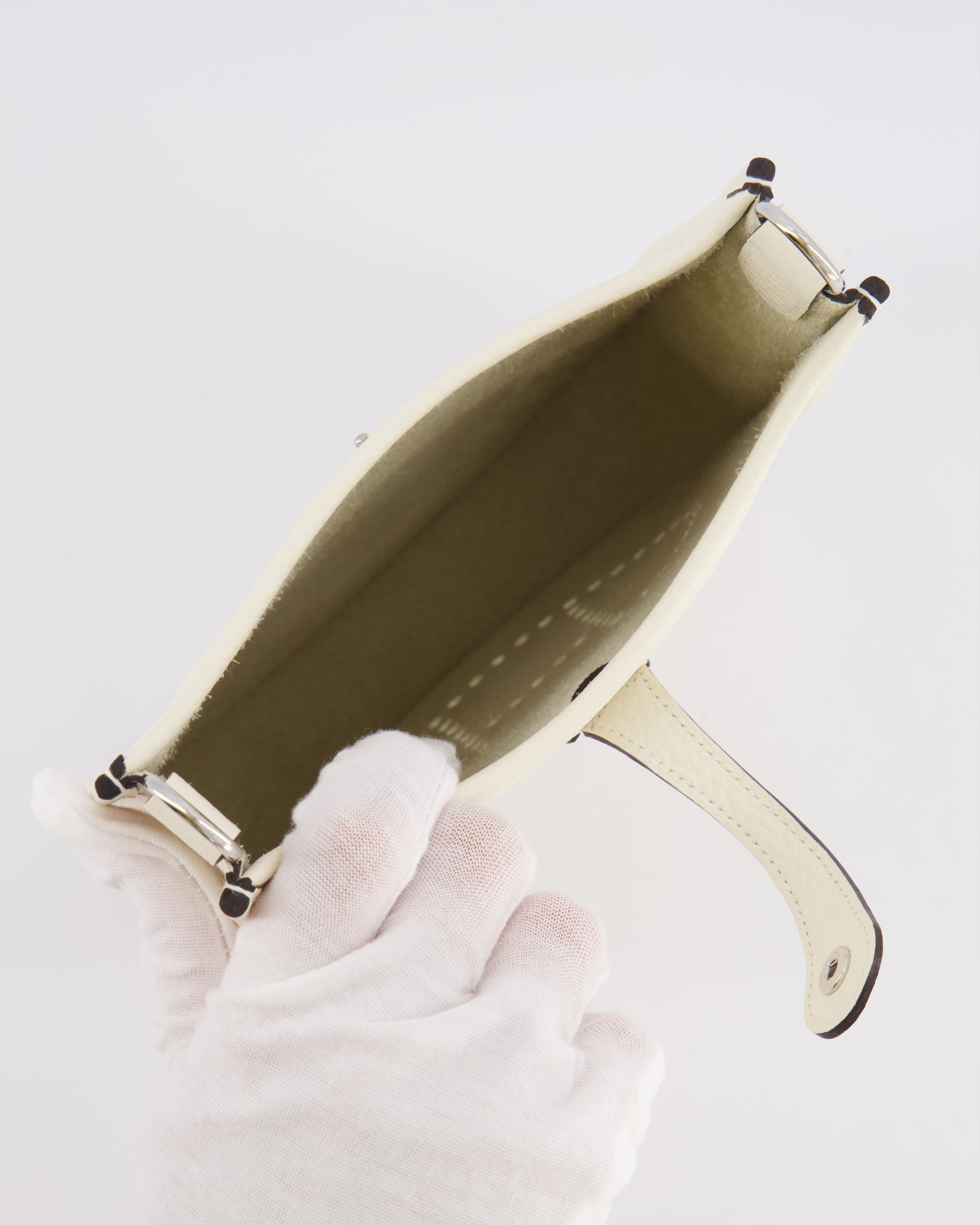 Hermès Mini Evelyne Amazone Bag in Cream Clemence Leather with Palladium Hardware