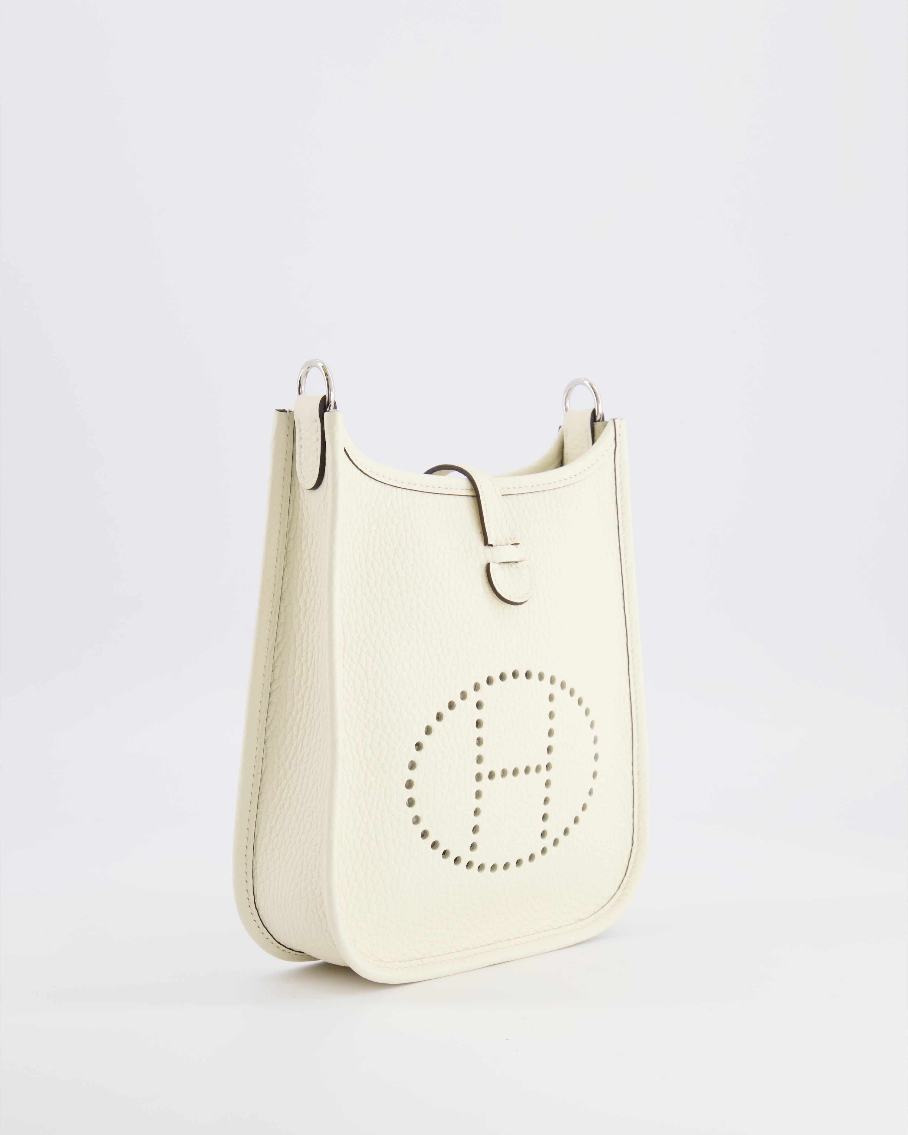 Hermès Mini Evelyne Amazone Bag in Cream Clemence Leather with Palladium Hardware
