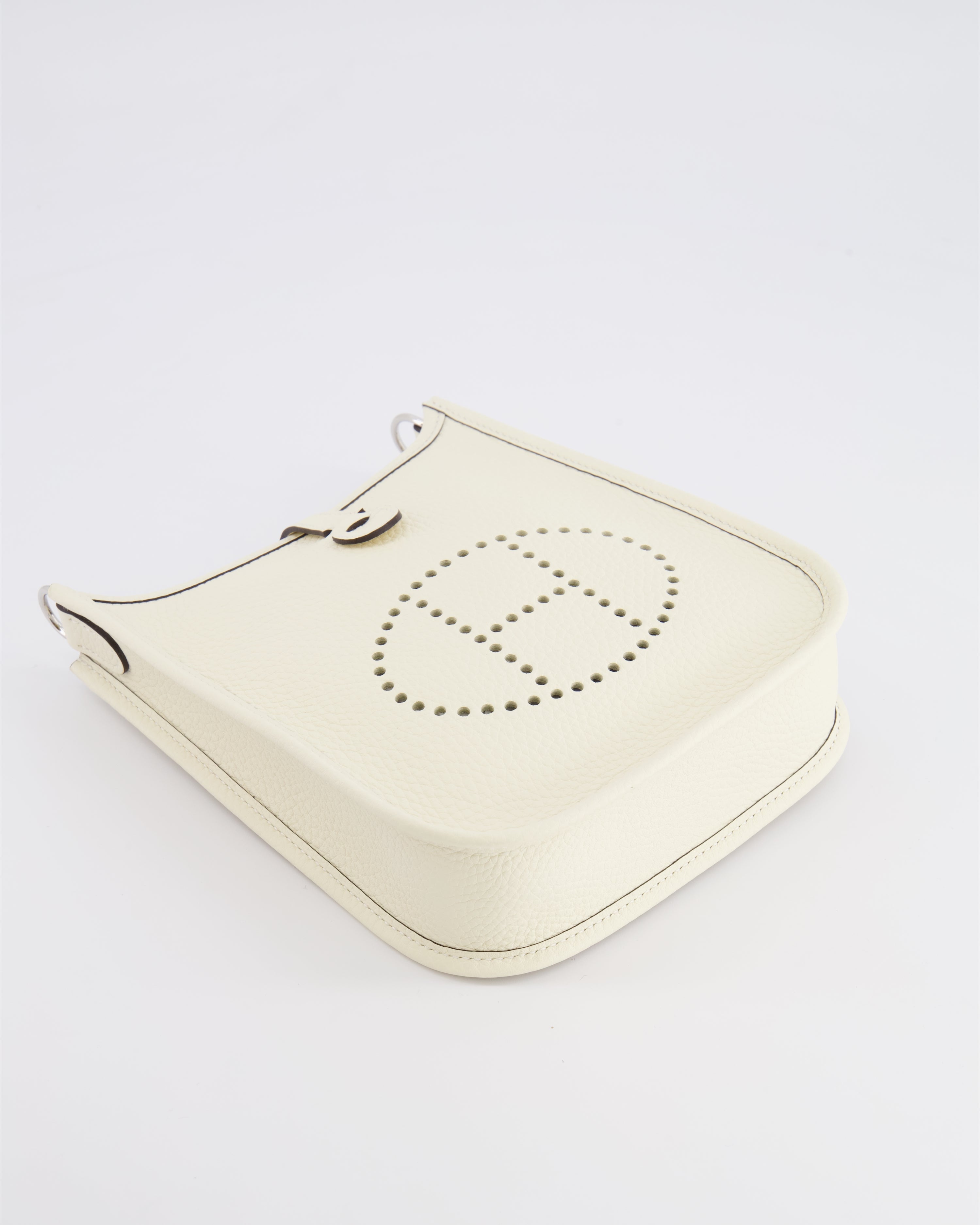 Hermès Mini Evelyne Amazone Bag in Cream Clemence Leather with Palladium Hardware
