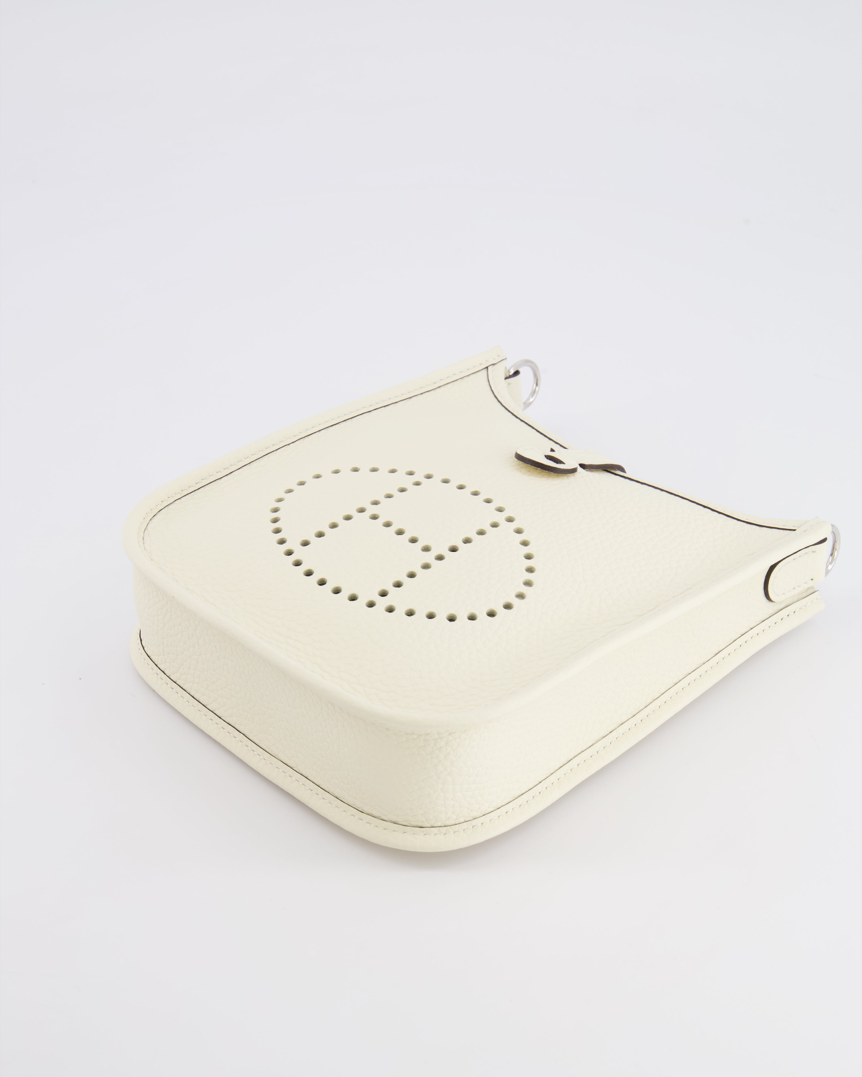 Hermès Mini Evelyne Amazone Bag in Cream Clemence Leather with Palladium Hardware