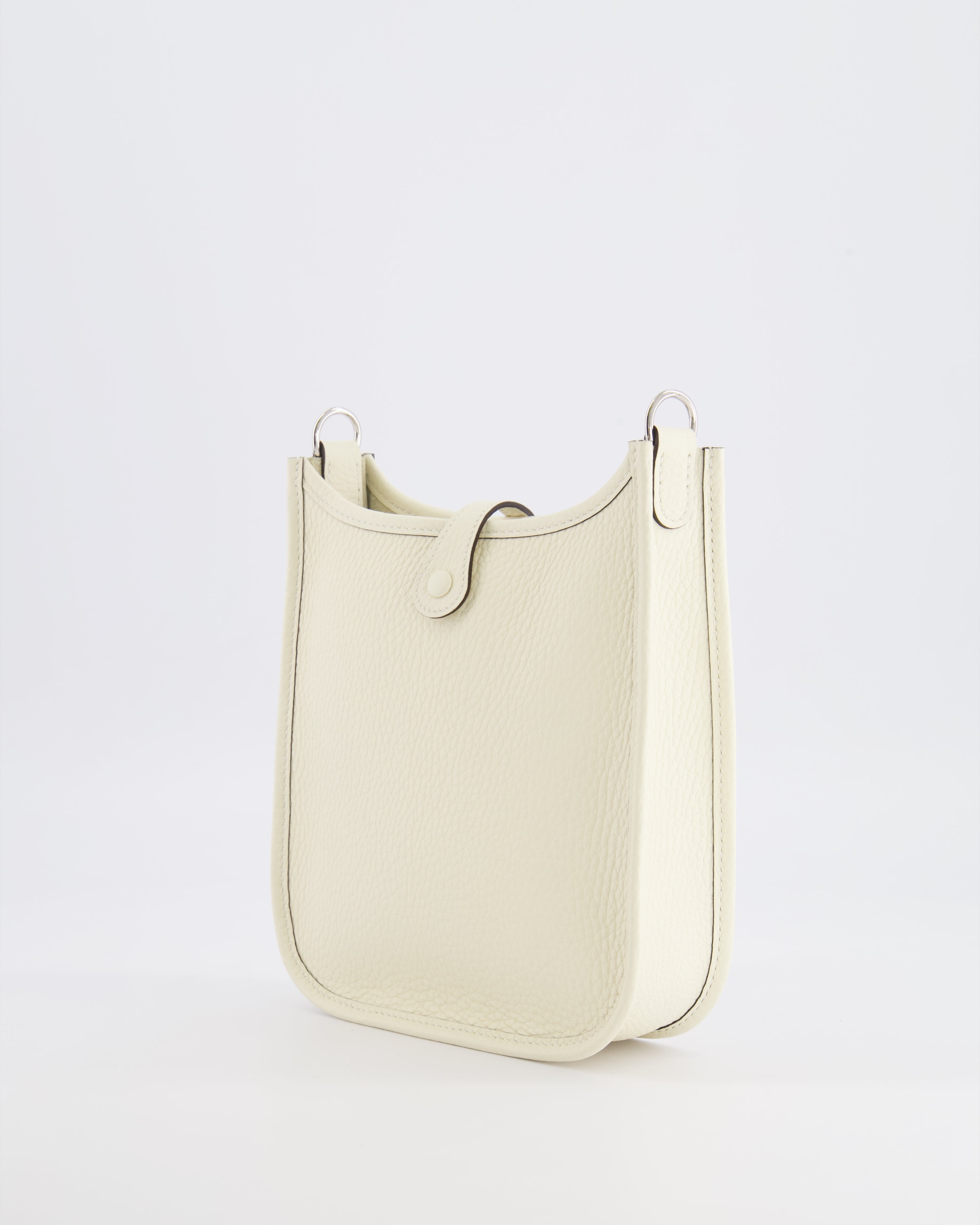 Hermès Mini Evelyne Amazone Bag in Cream Clemence Leather with Palladium Hardware