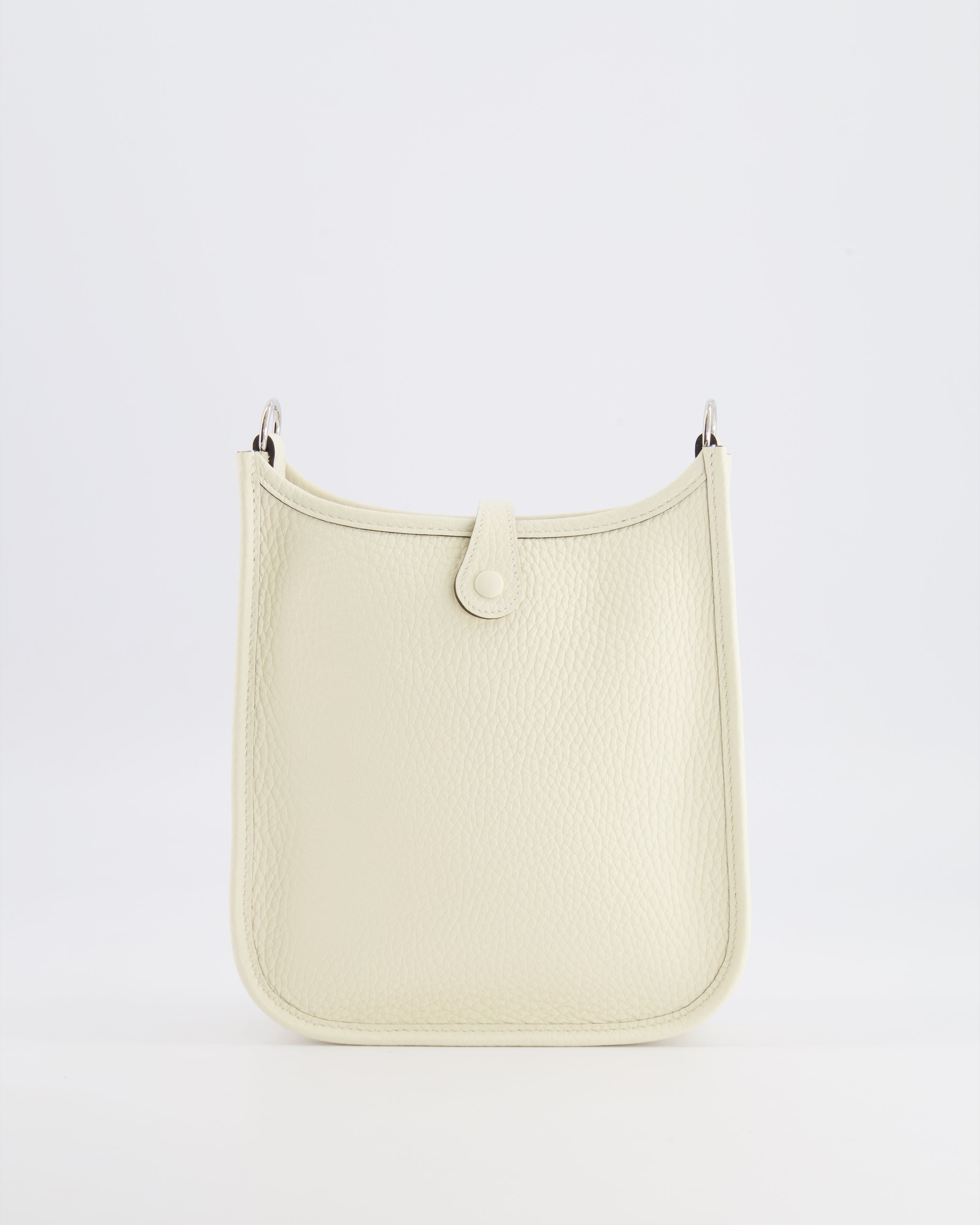 Hermès Mini Evelyne Amazone Bag in Cream Clemence Leather with Palladium Hardware