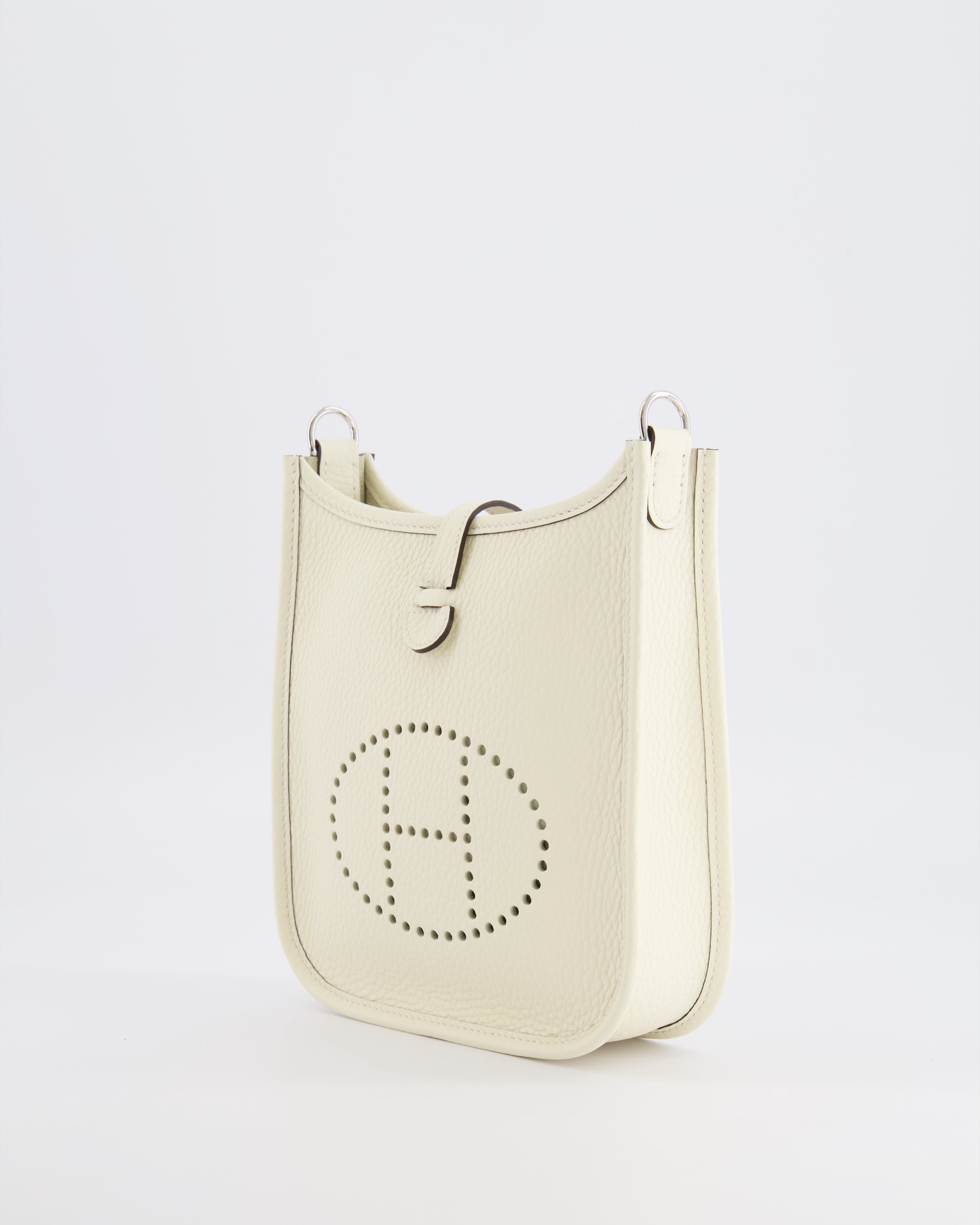 Hermès Mini Evelyne Amazone Bag in Cream Clemence Leather with Palladium Hardware