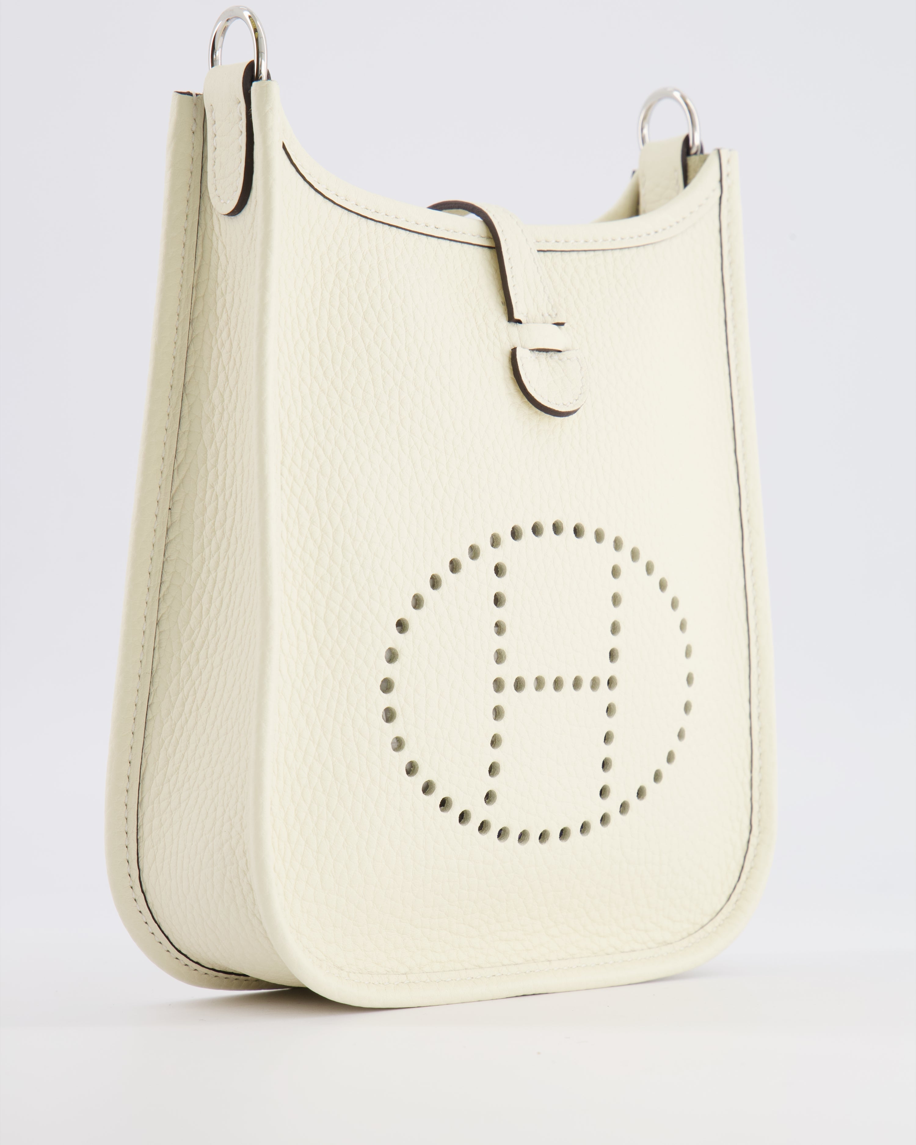 Hermès Mini Evelyne Amazone Bag in Cream Clemence Leather with Palladium Hardware