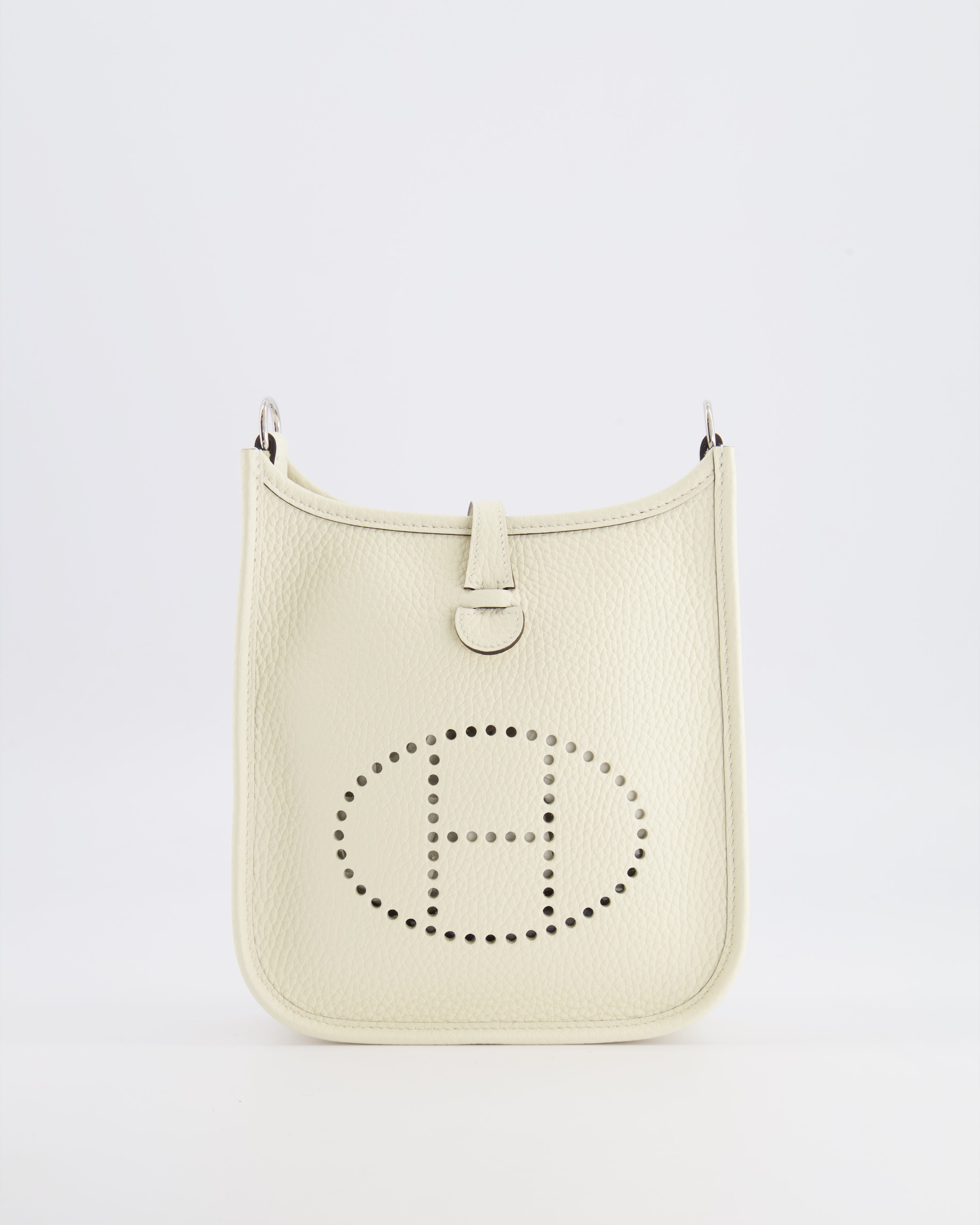 Hermès Mini Evelyne Amazone Bag in Cream Clemence Leather with Palladium Hardware