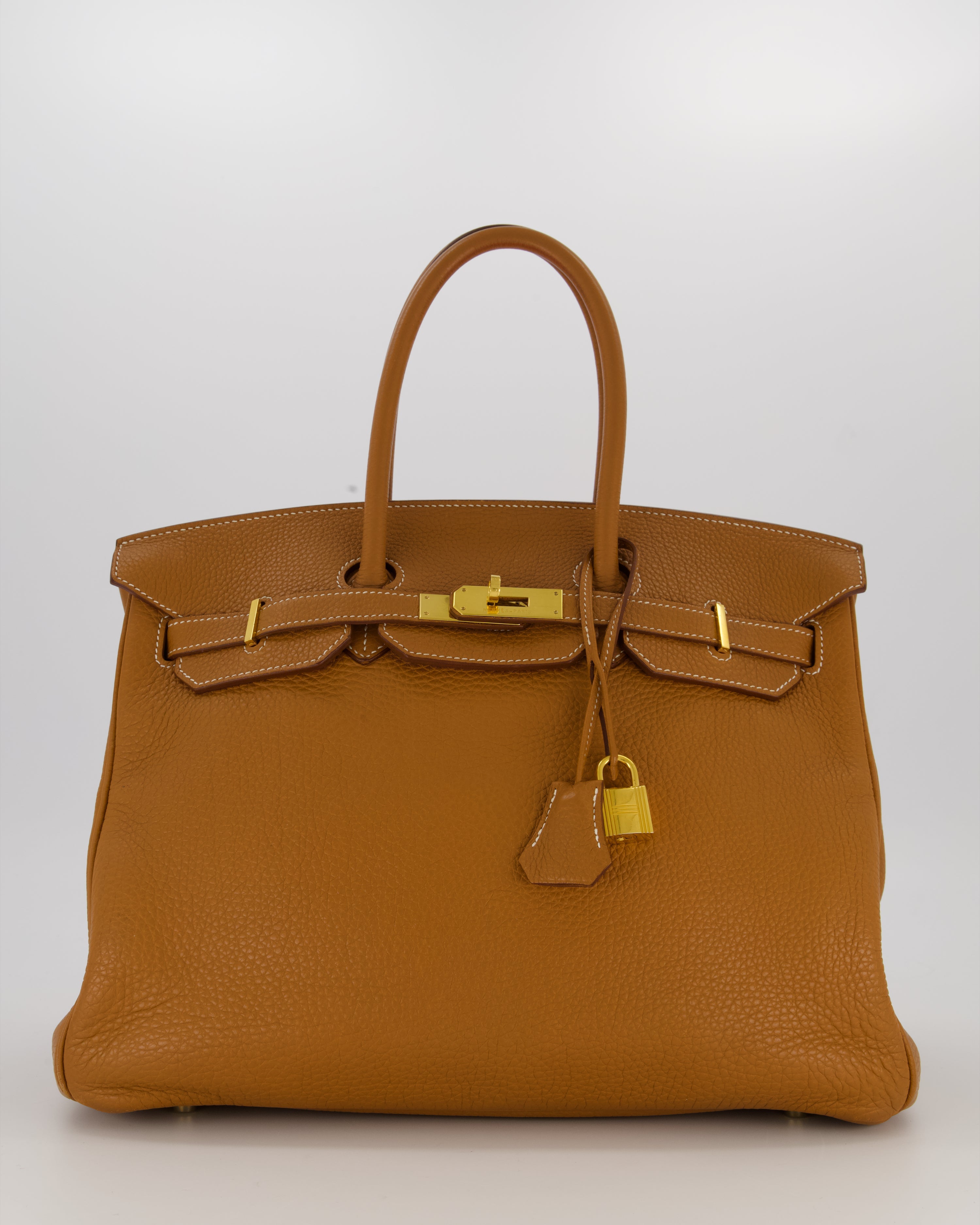 Hermès Birkin 35 Retourne Bag in Gold Clemence Leather with Gold Hardware