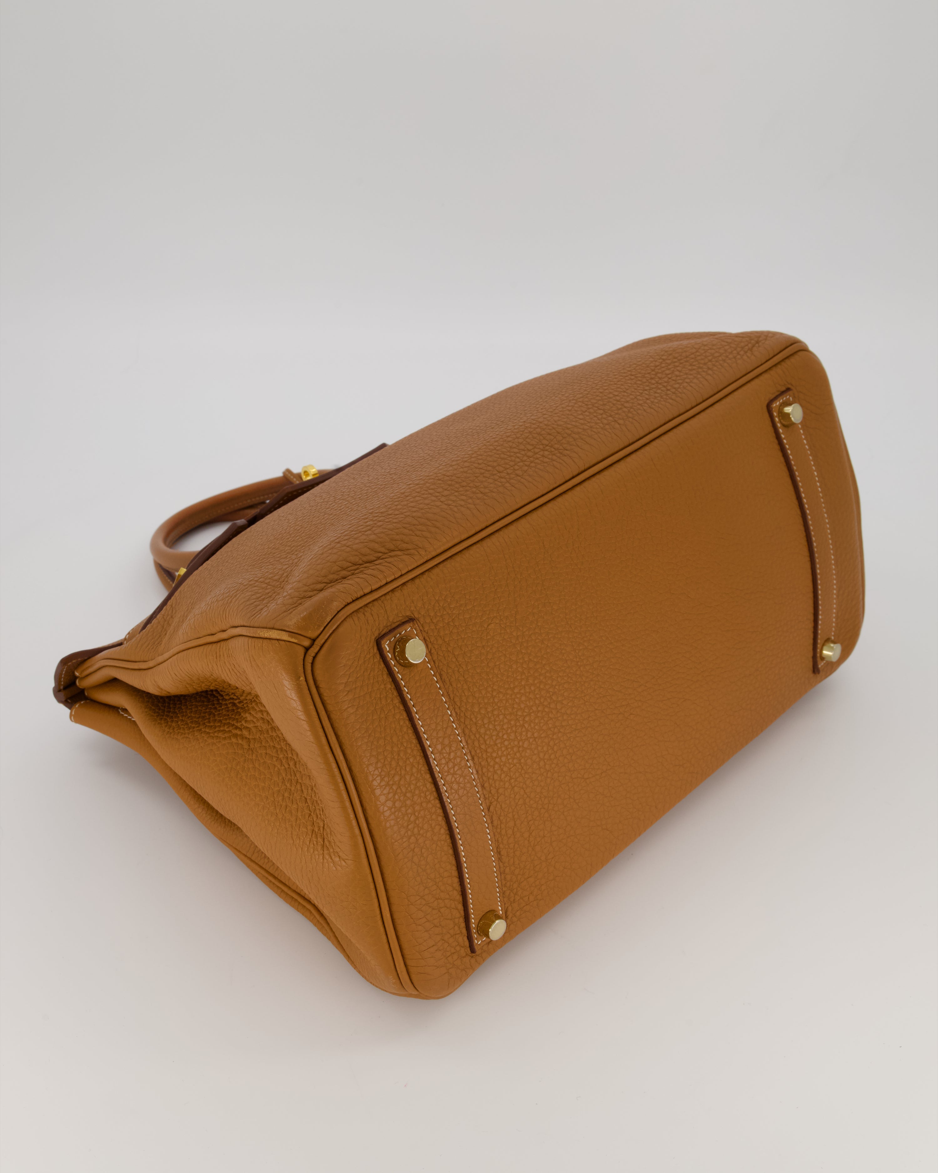 Hermès Birkin 35 Retourne Bag in Gold Clemence Leather with Gold Hardware