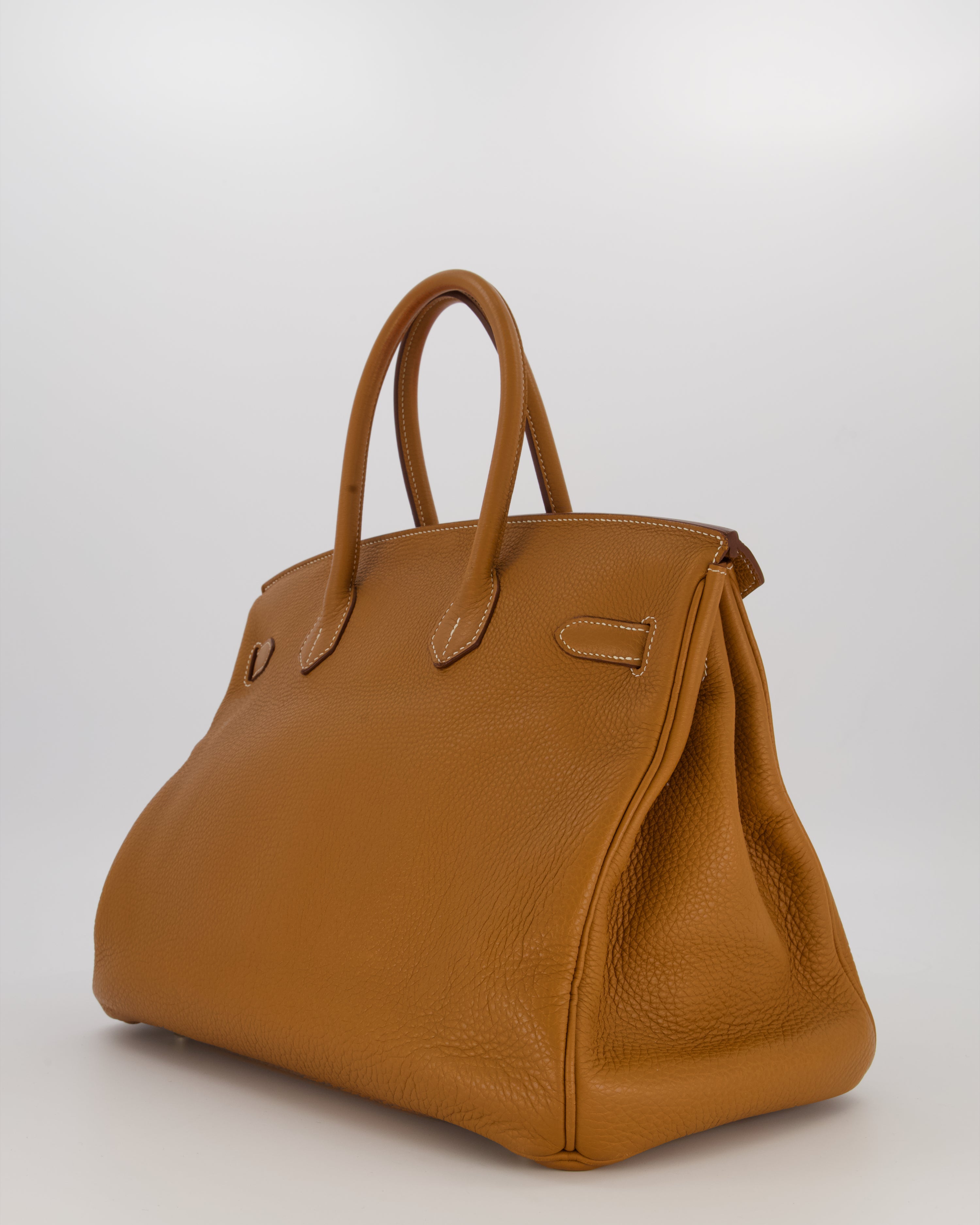 Hermès Birkin 35 Retourne Bag in Gold Clemence Leather with Gold Hardware