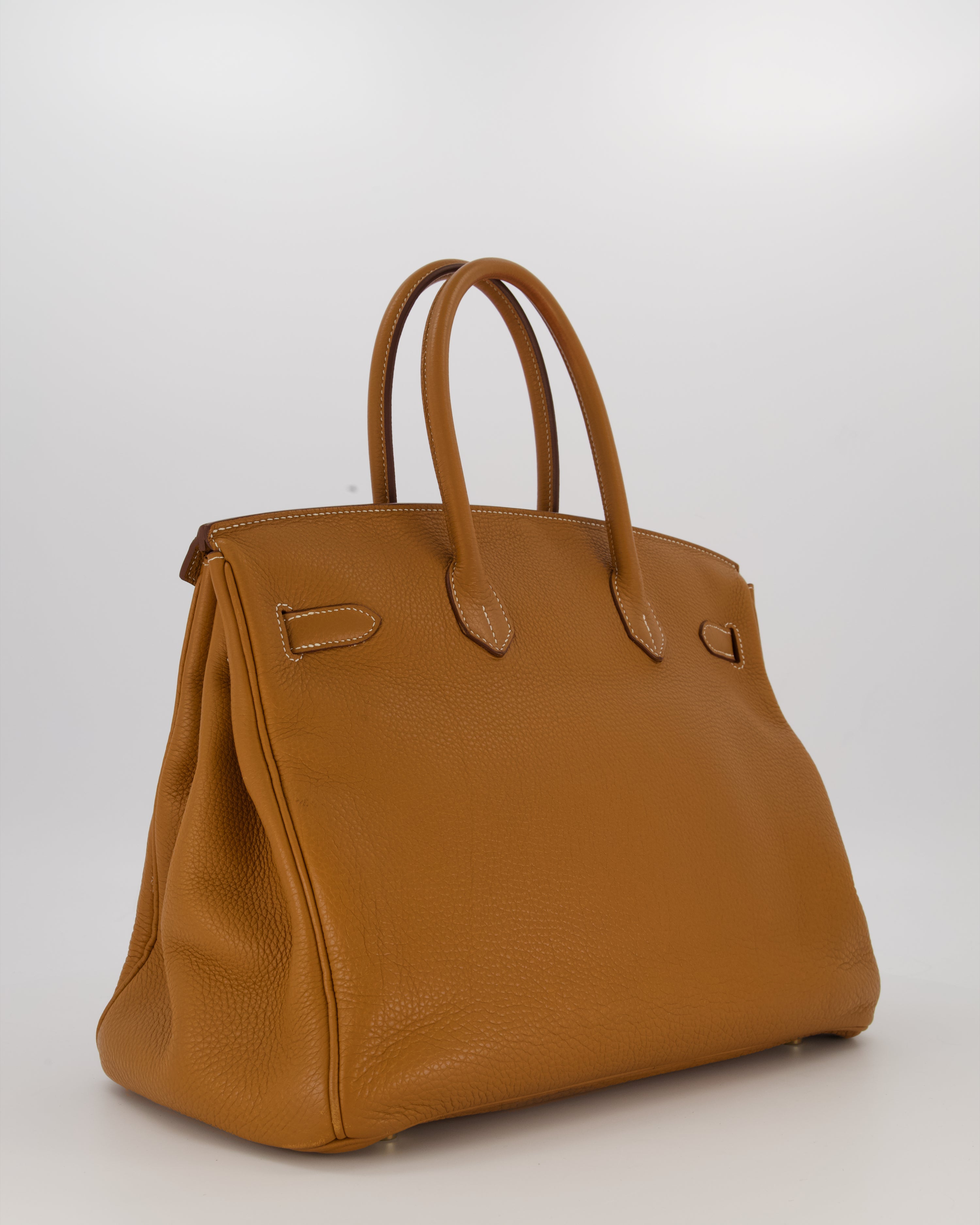 Hermès Birkin 35 Retourne Bag in Gold Clemence Leather with Gold Hardware