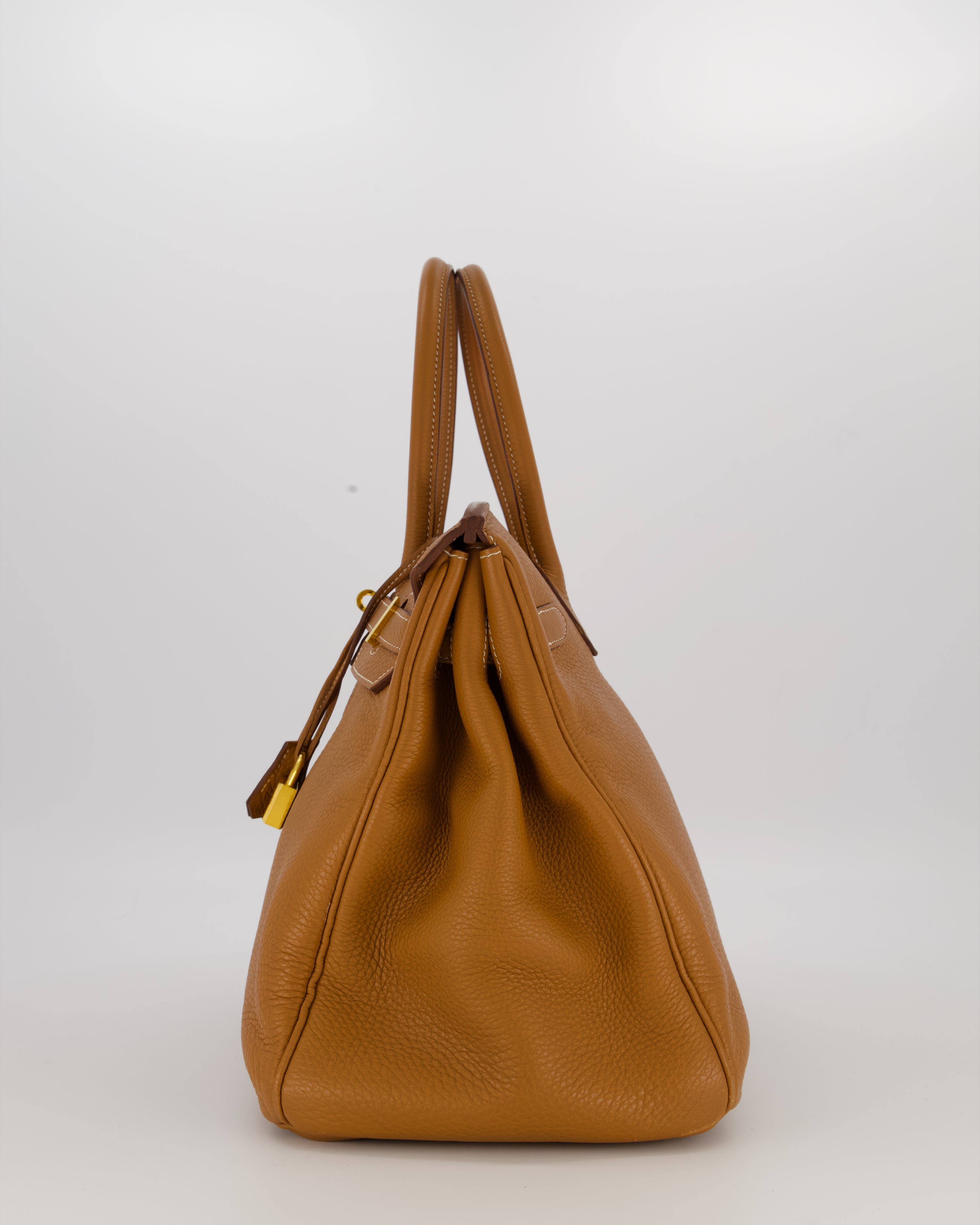 Hermès Birkin 35 Retourne Bag in Gold Clemence Leather with Gold Hardware