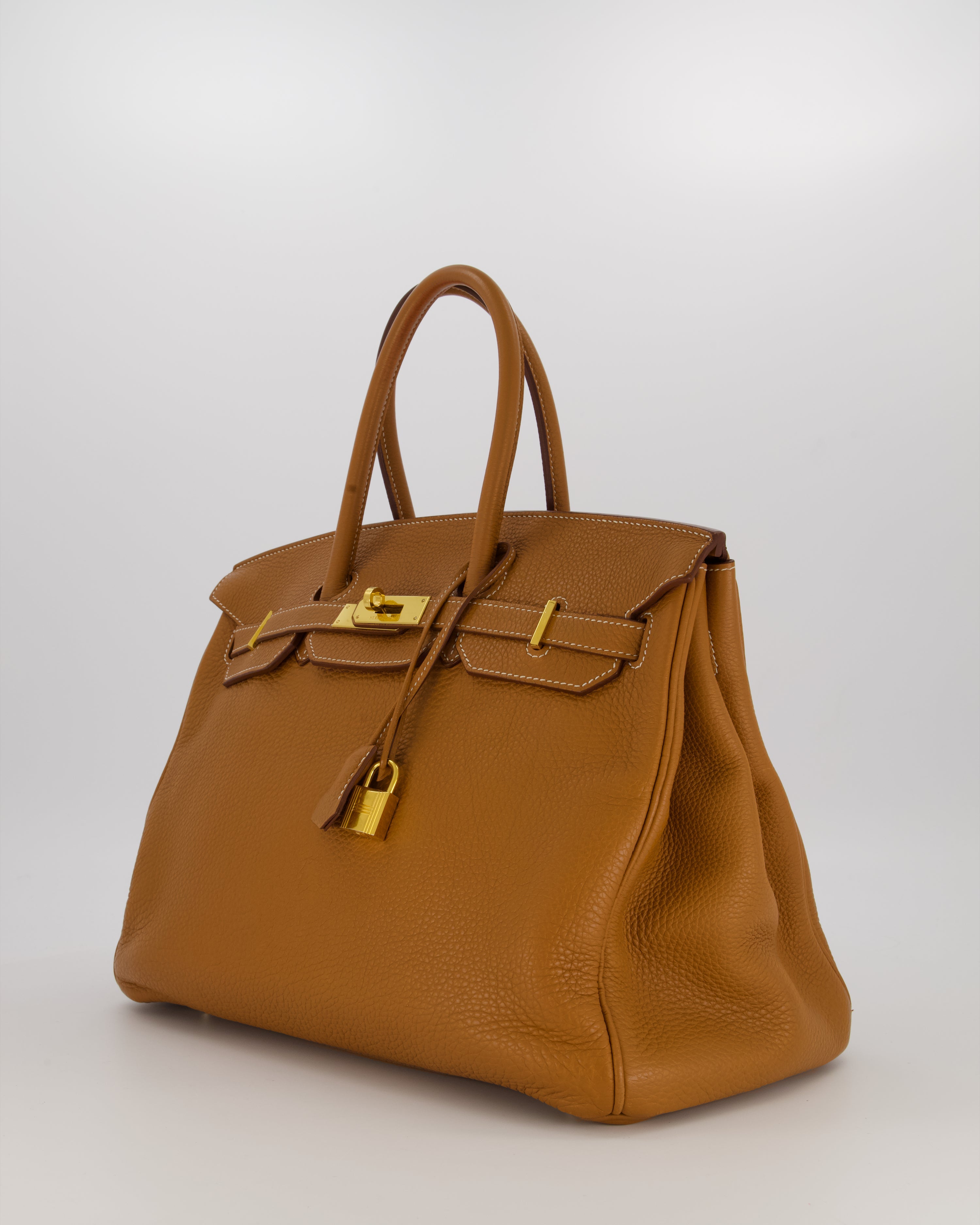 Hermès Birkin 35 Retourne Bag in Gold Clemence Leather with Gold Hardware