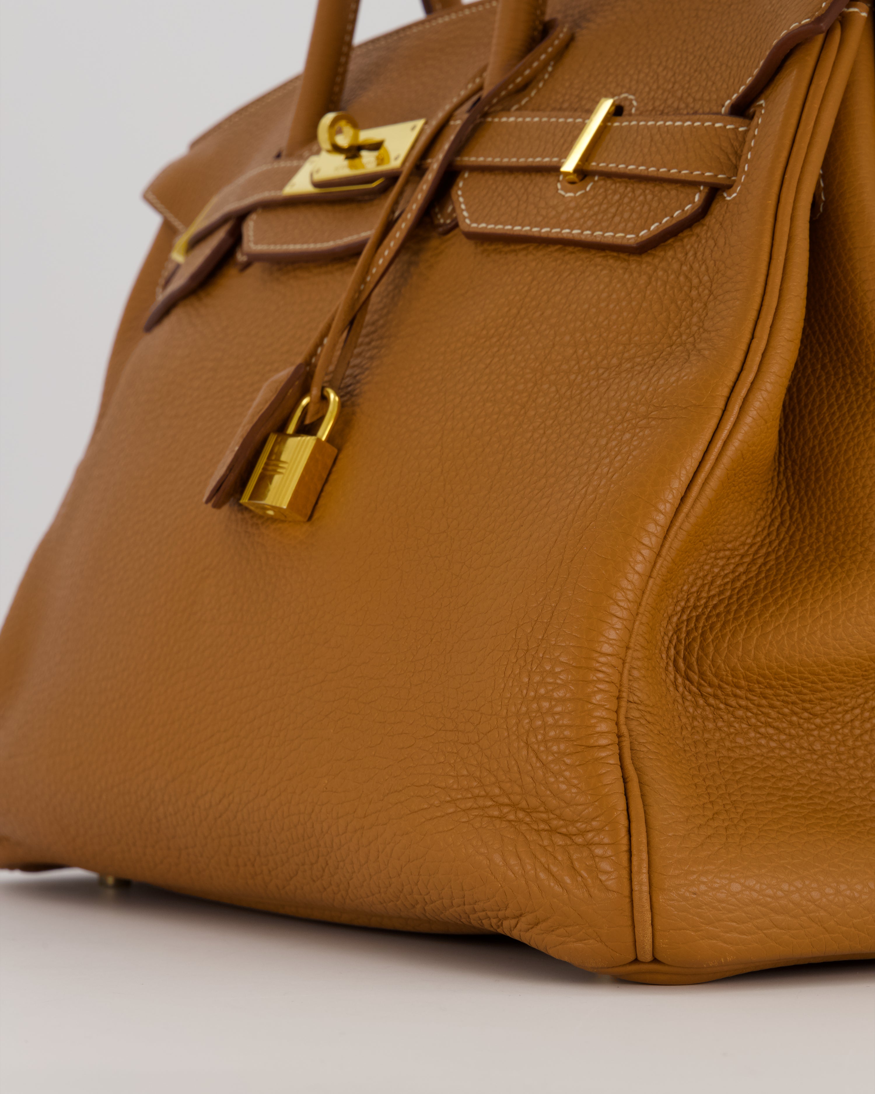 Hermès Birkin 35 Retourne Bag in Gold Clemence Leather with Gold Hardware
