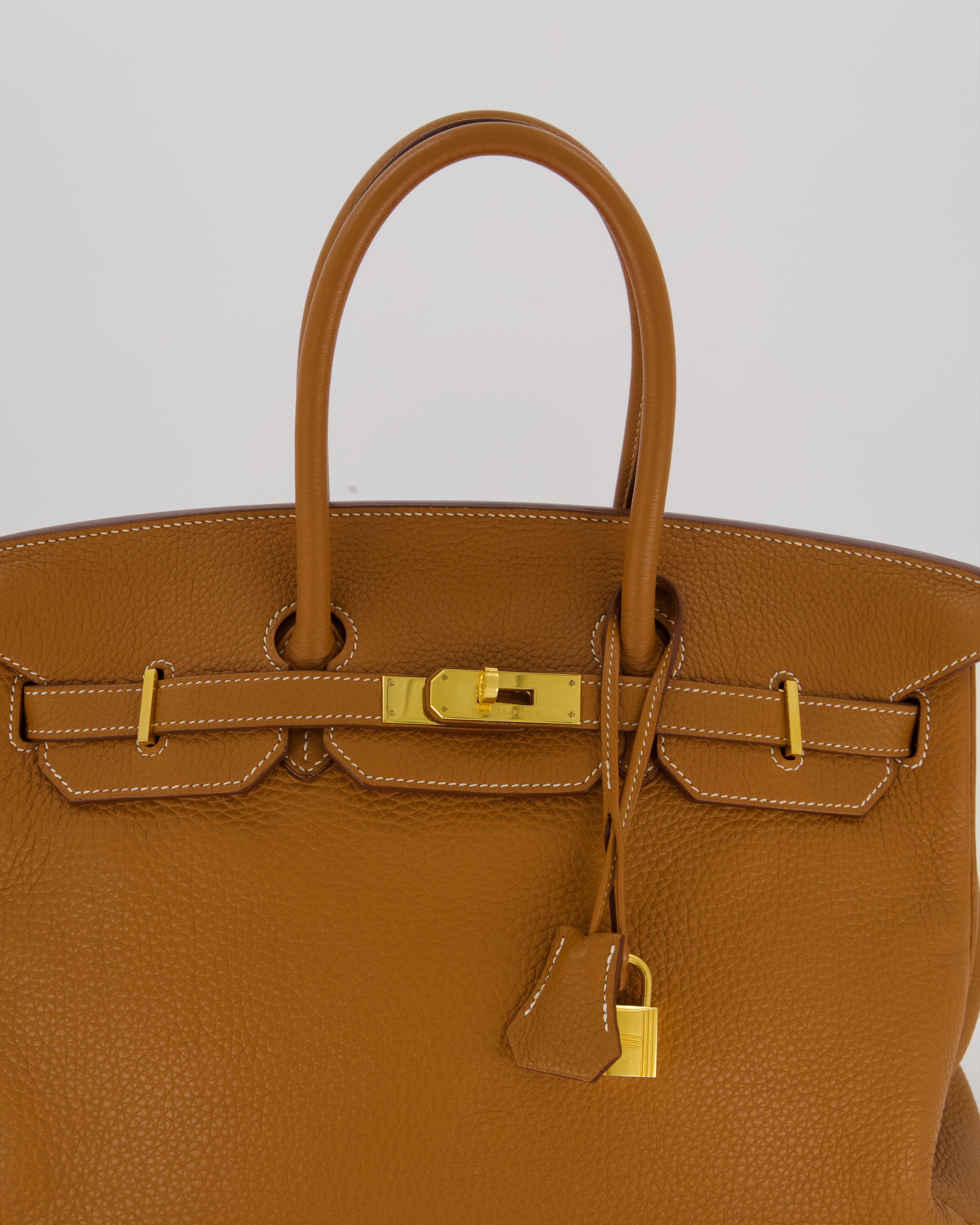 Hermès Birkin 35 Retourne Bag in Gold Clemence Leather with Gold Hardware