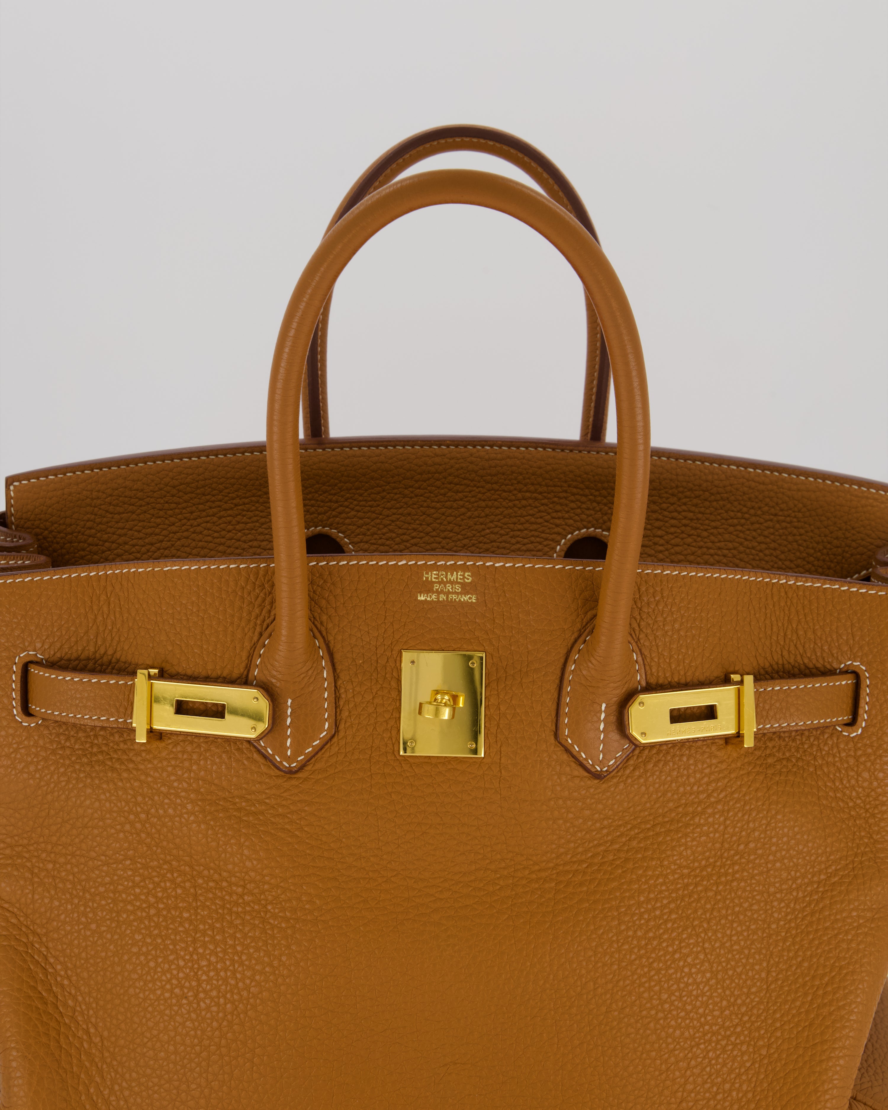 Hermès Birkin 35 Retourne Bag in Gold Clemence Leather with Gold Hardware