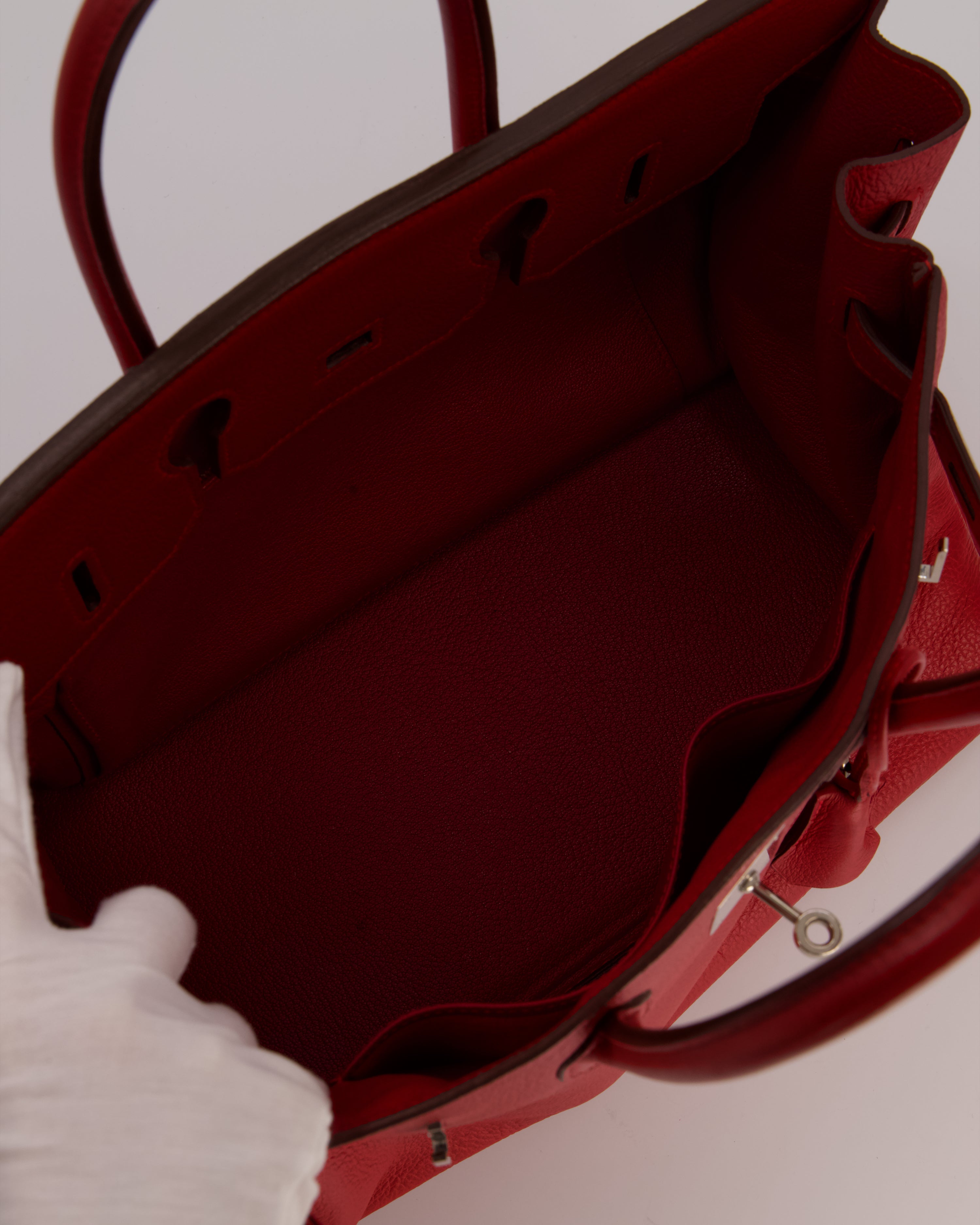 Hermès Birkin 35 Bag in Rouge Vif Togo Leather with Palladium Hardware
