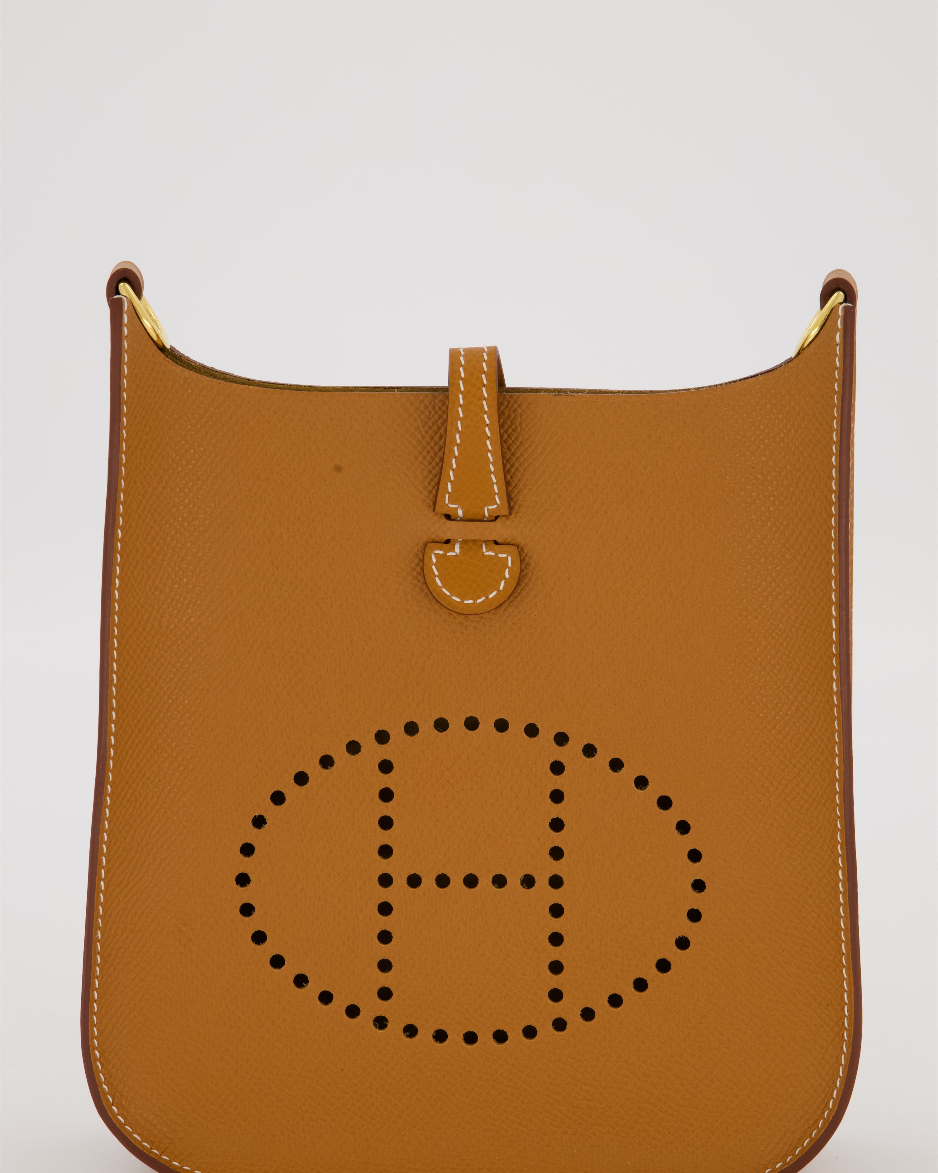 Hermès Gold Mini Evelyne Sellier Bag in Epsom Leather with Gold Hardware