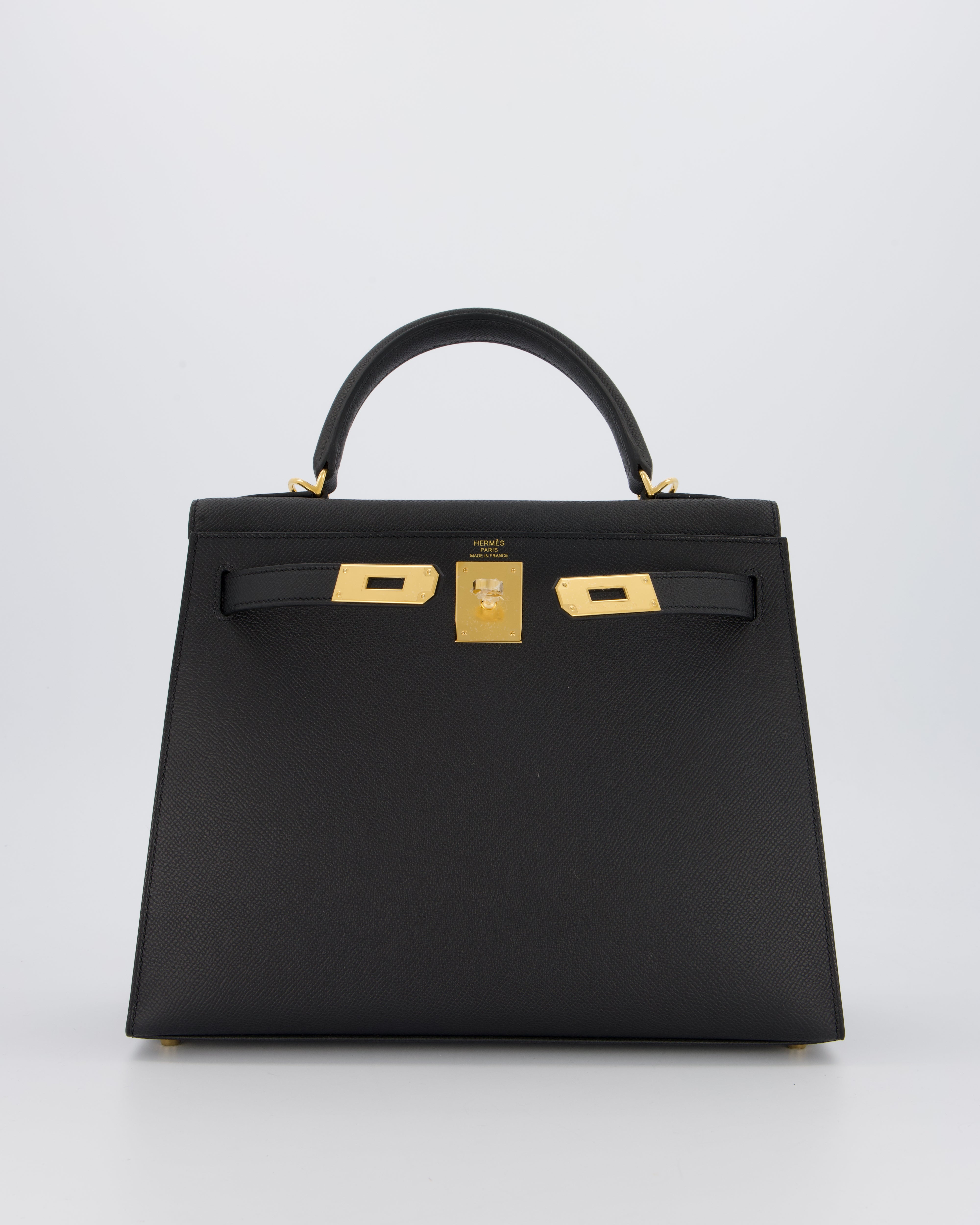 Hermès Kelly 28 Sellier Bag in Noir Epsom Leather with Gold Hardware