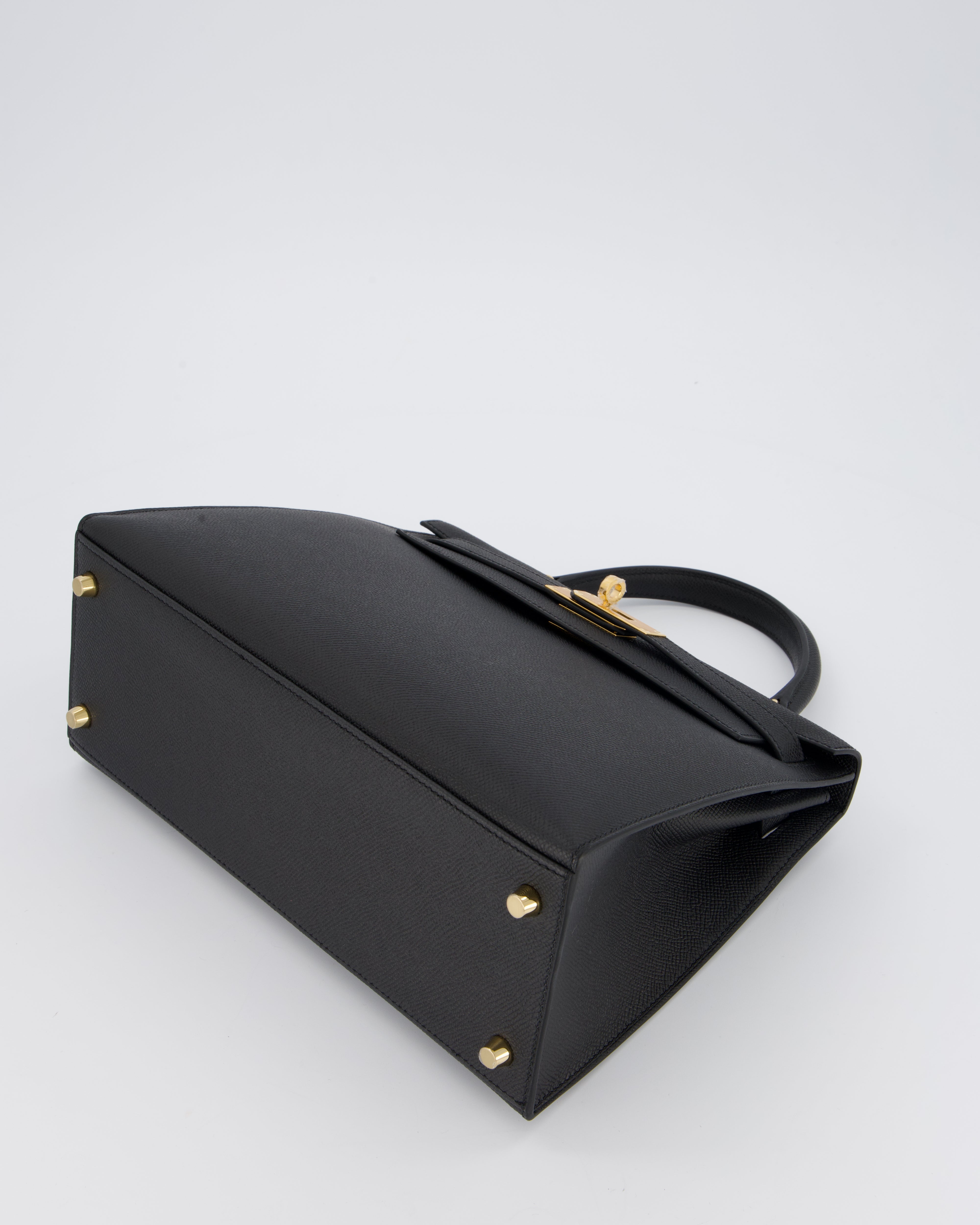 Hermès Kelly 28 Sellier Bag in Noir Epsom Leather with Gold Hardware