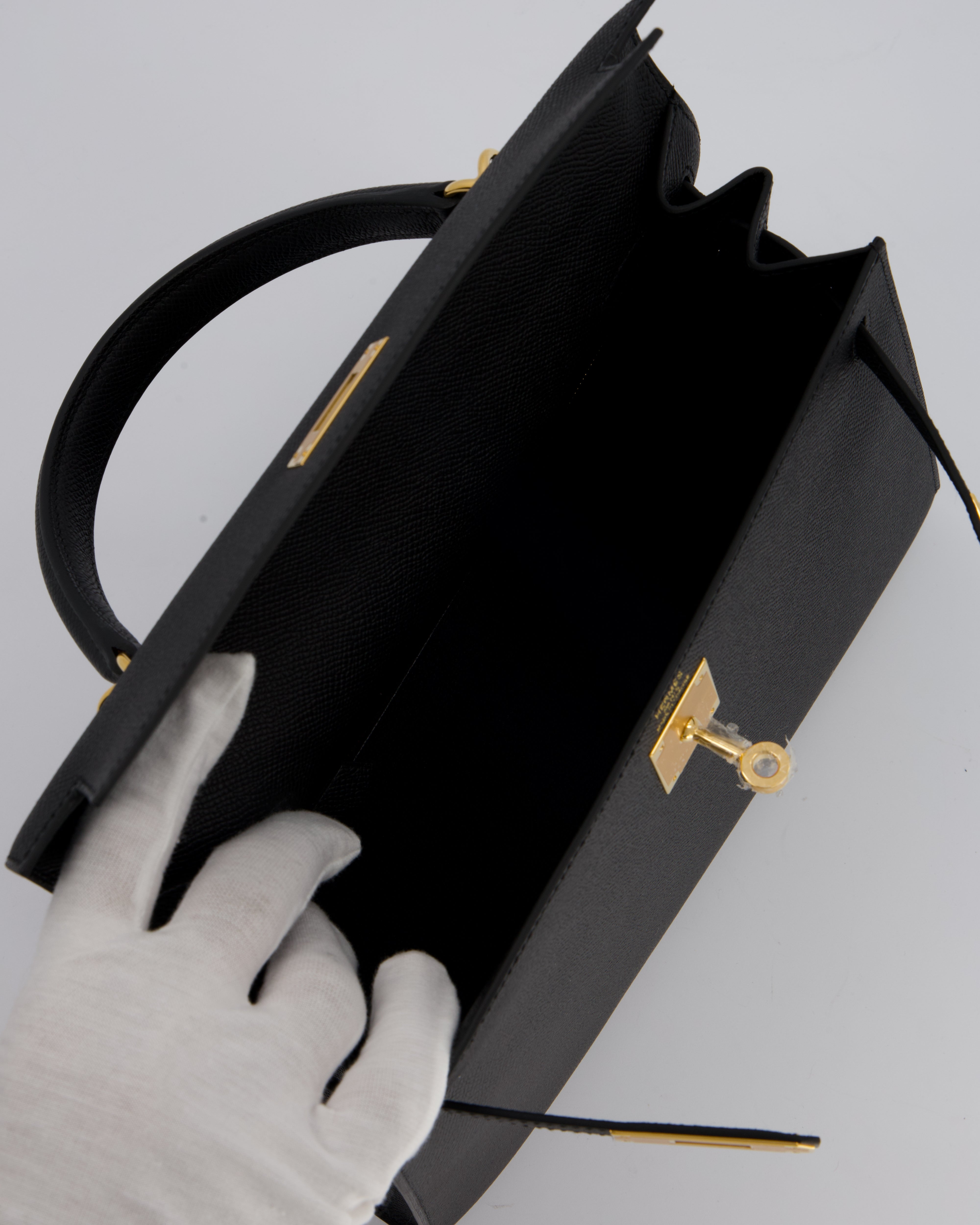 Hermès Kelly 28 Sellier Bag in Noir Epsom Leather with Gold Hardware
