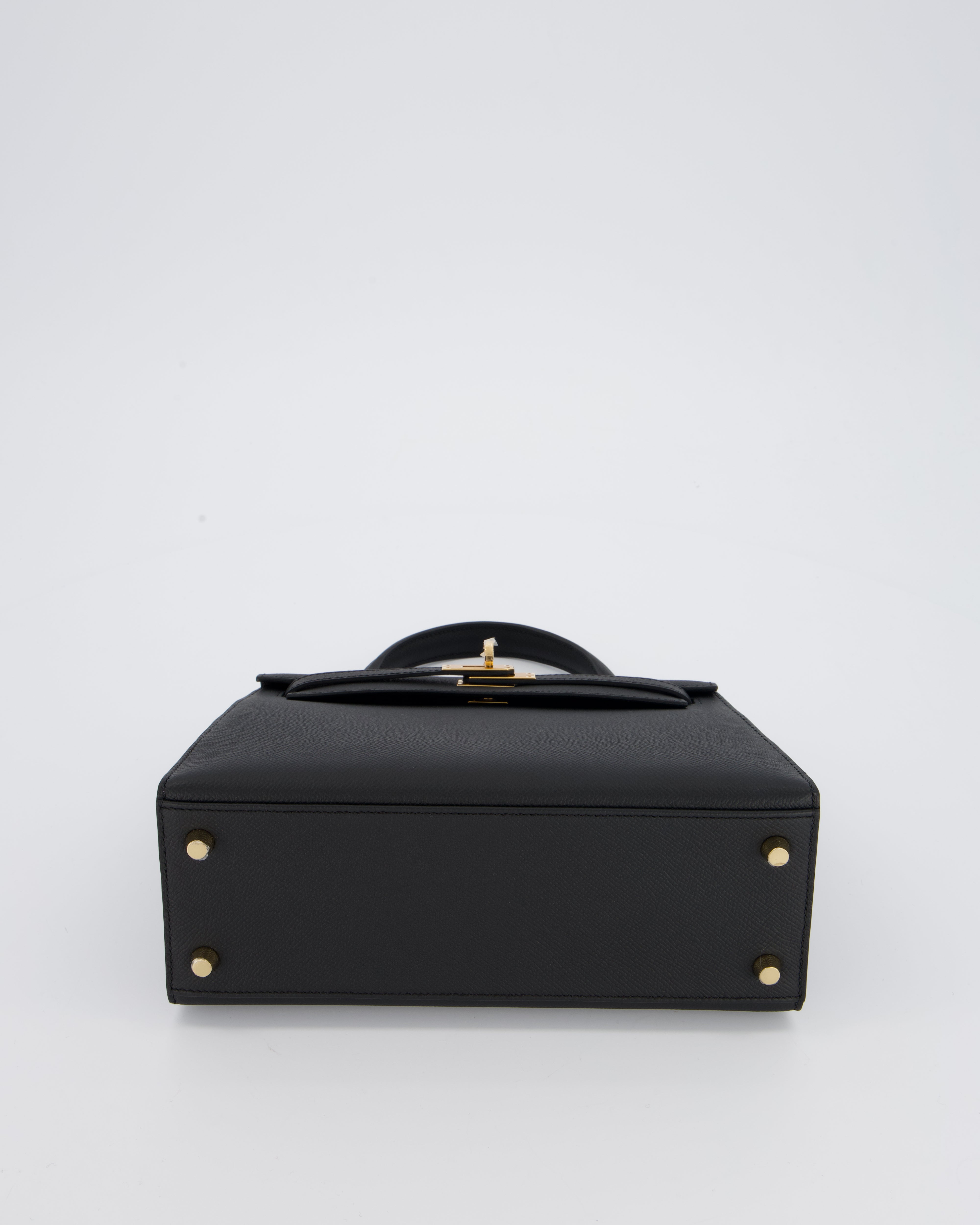 *HOT* Hermès Kelly 25 Sellier Bag in Noir Epsom Leather with Gold Hardware