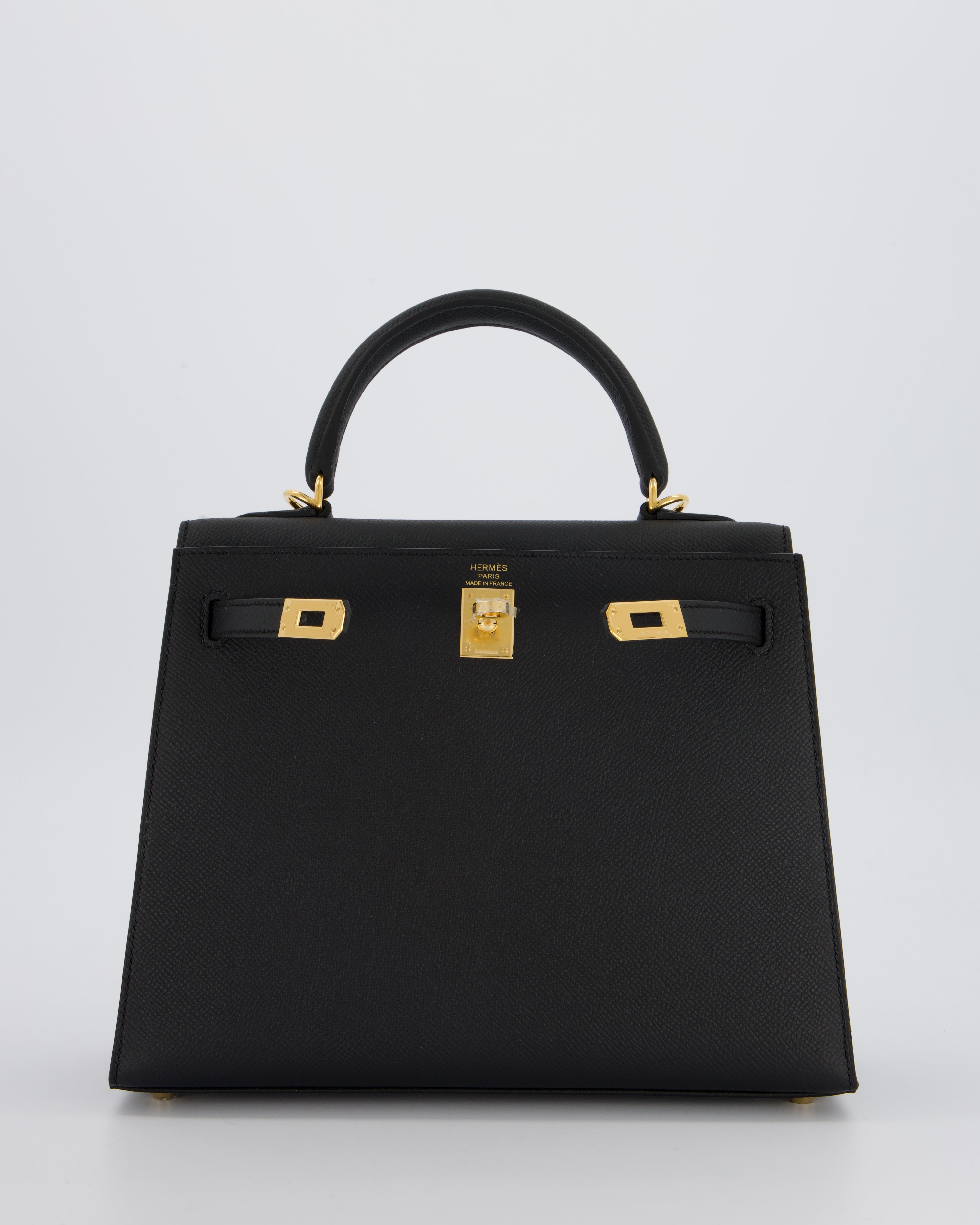 *HOT* Hermès Kelly 25 Sellier Bag in Noir Epsom Leather with Gold Hardware