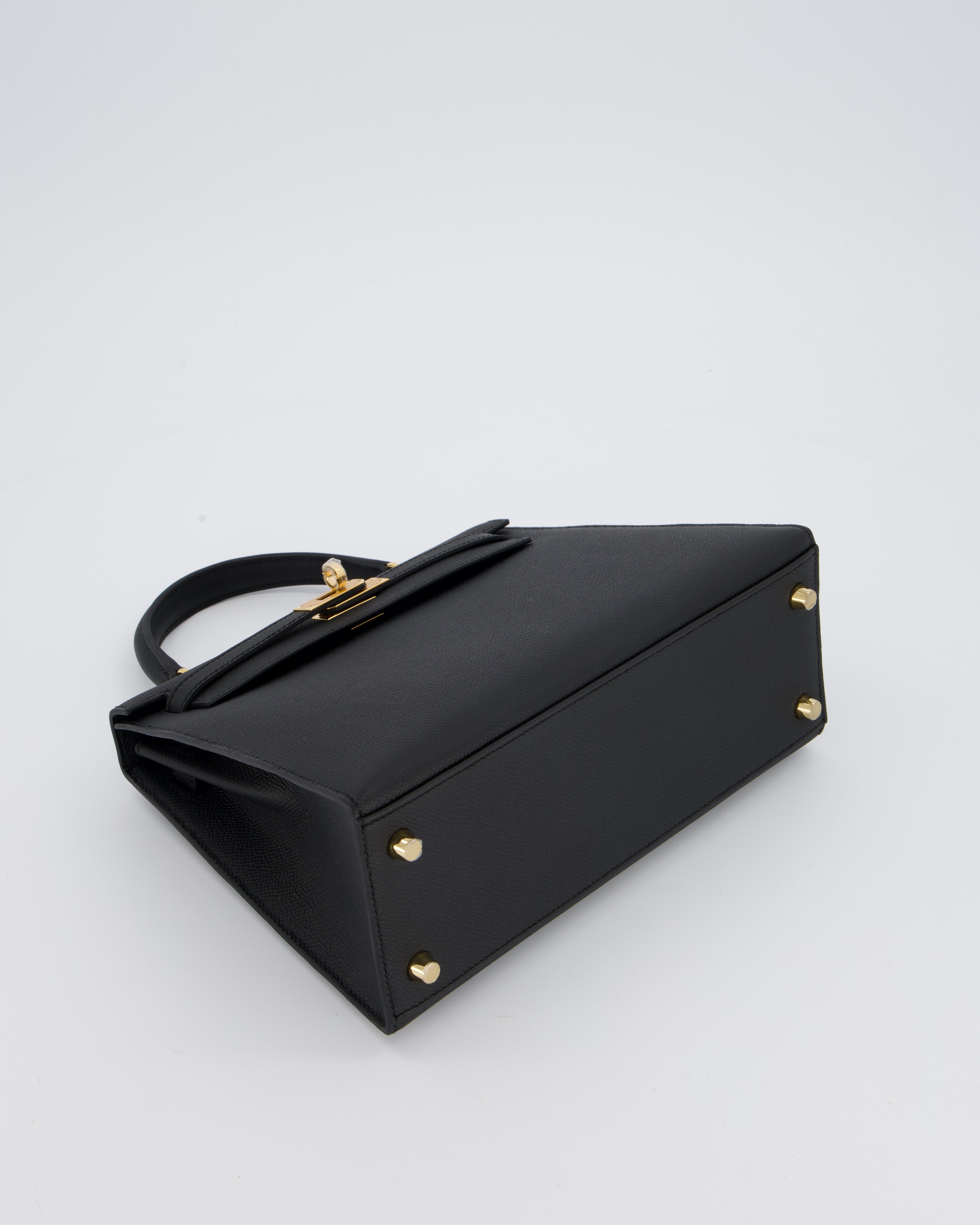*HOT* Hermès Kelly 25 Sellier Bag in Noir Epsom Leather with Gold Hardware