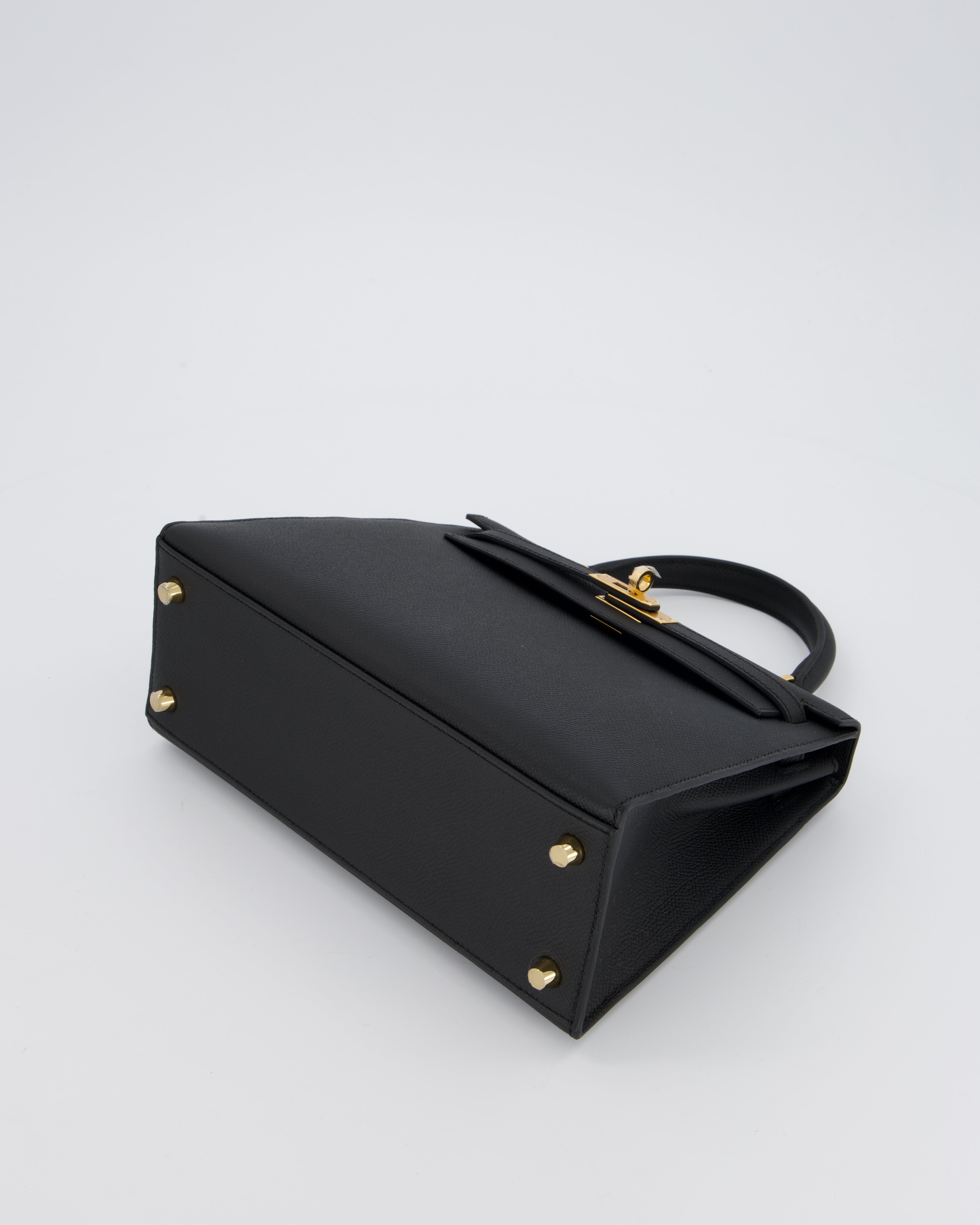 *HOT* Hermès Kelly 25 Sellier Bag in Noir Epsom Leather with Gold Hardware