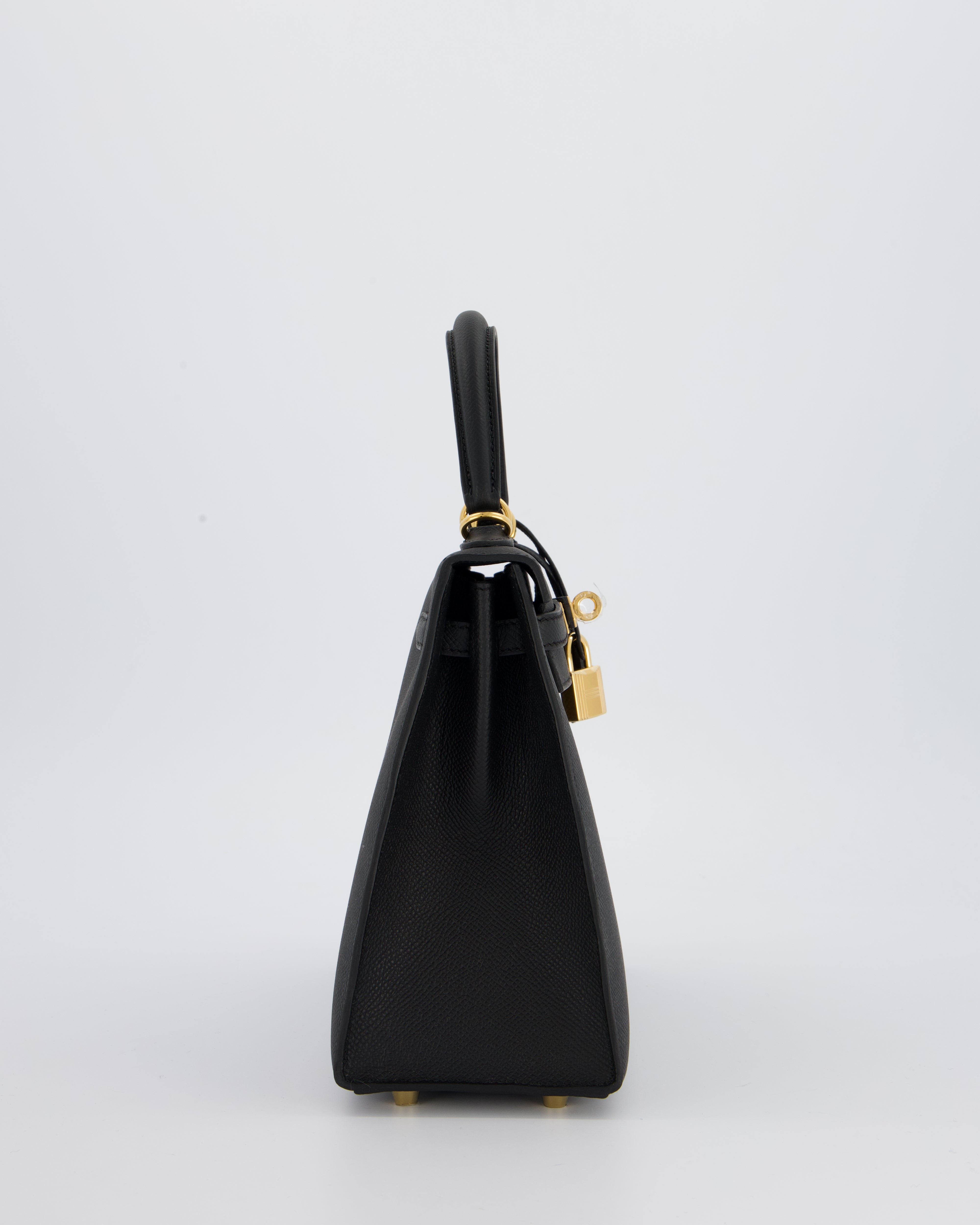 *HOT* Hermès Kelly 25 Sellier Bag in Noir Epsom Leather with Gold Hardware