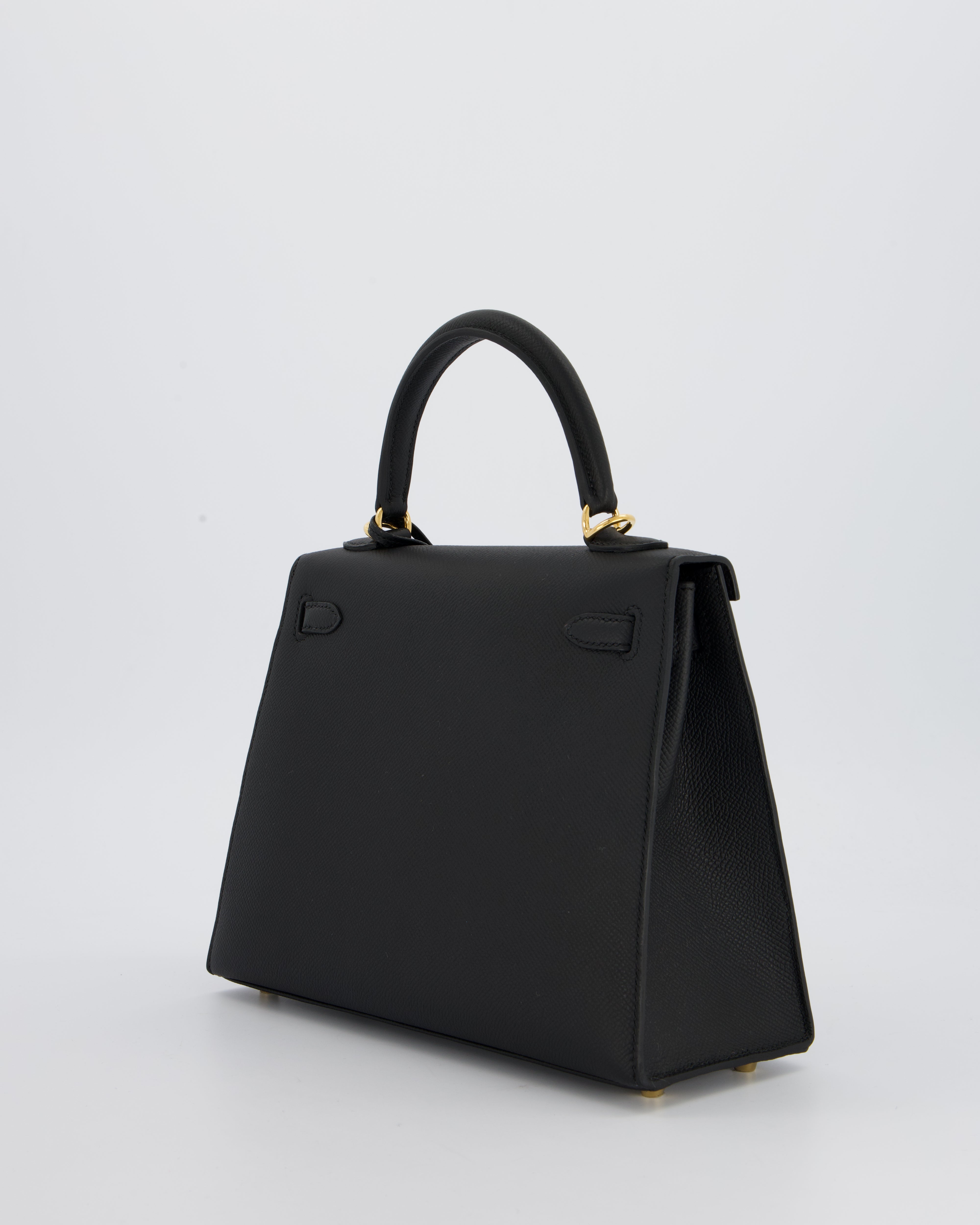 *HOT* Hermès Kelly 25 Sellier Bag in Noir Epsom Leather with Gold Hardware