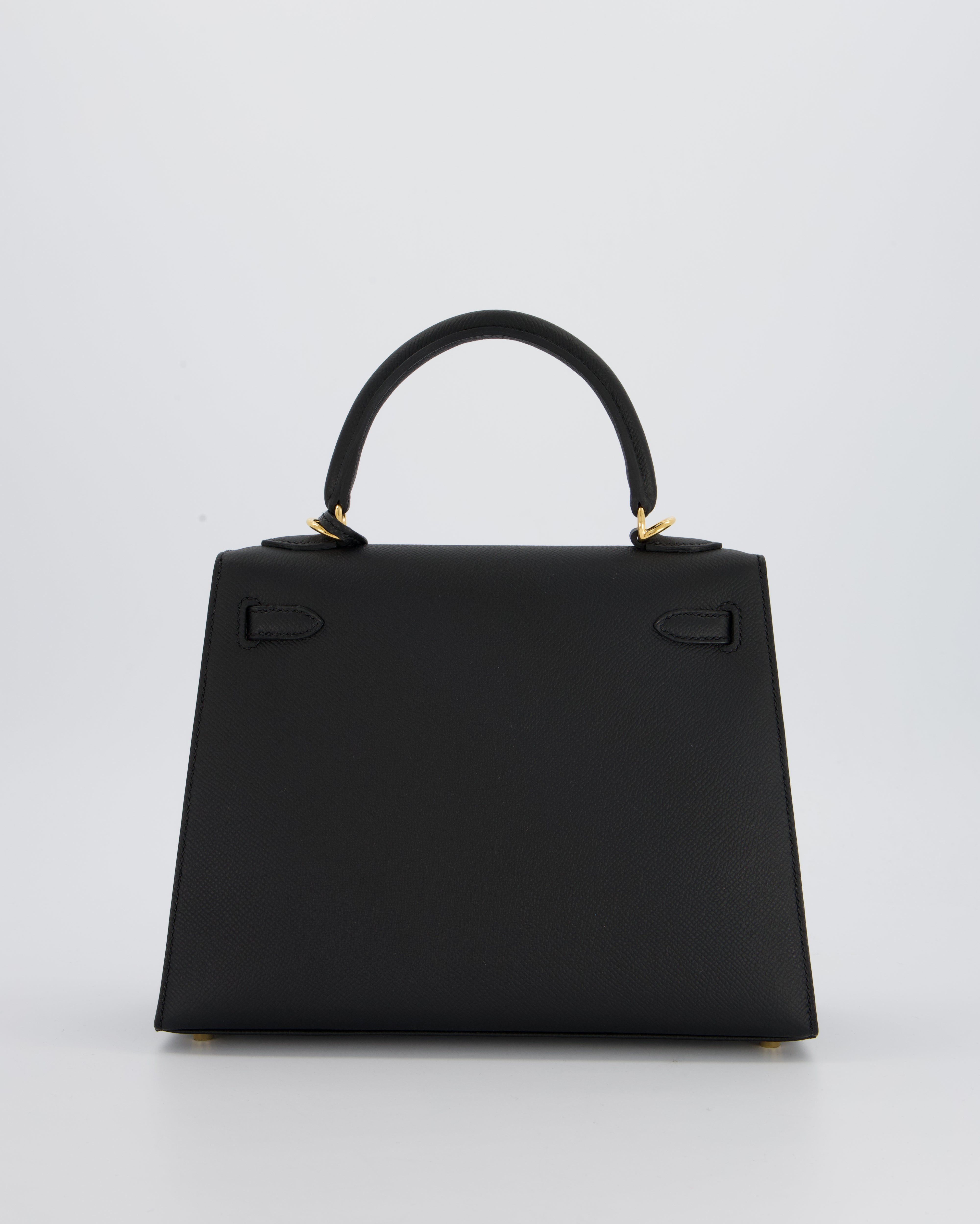 *HOT* Hermès Kelly 25 Sellier Bag in Noir Epsom Leather with Gold Hardware