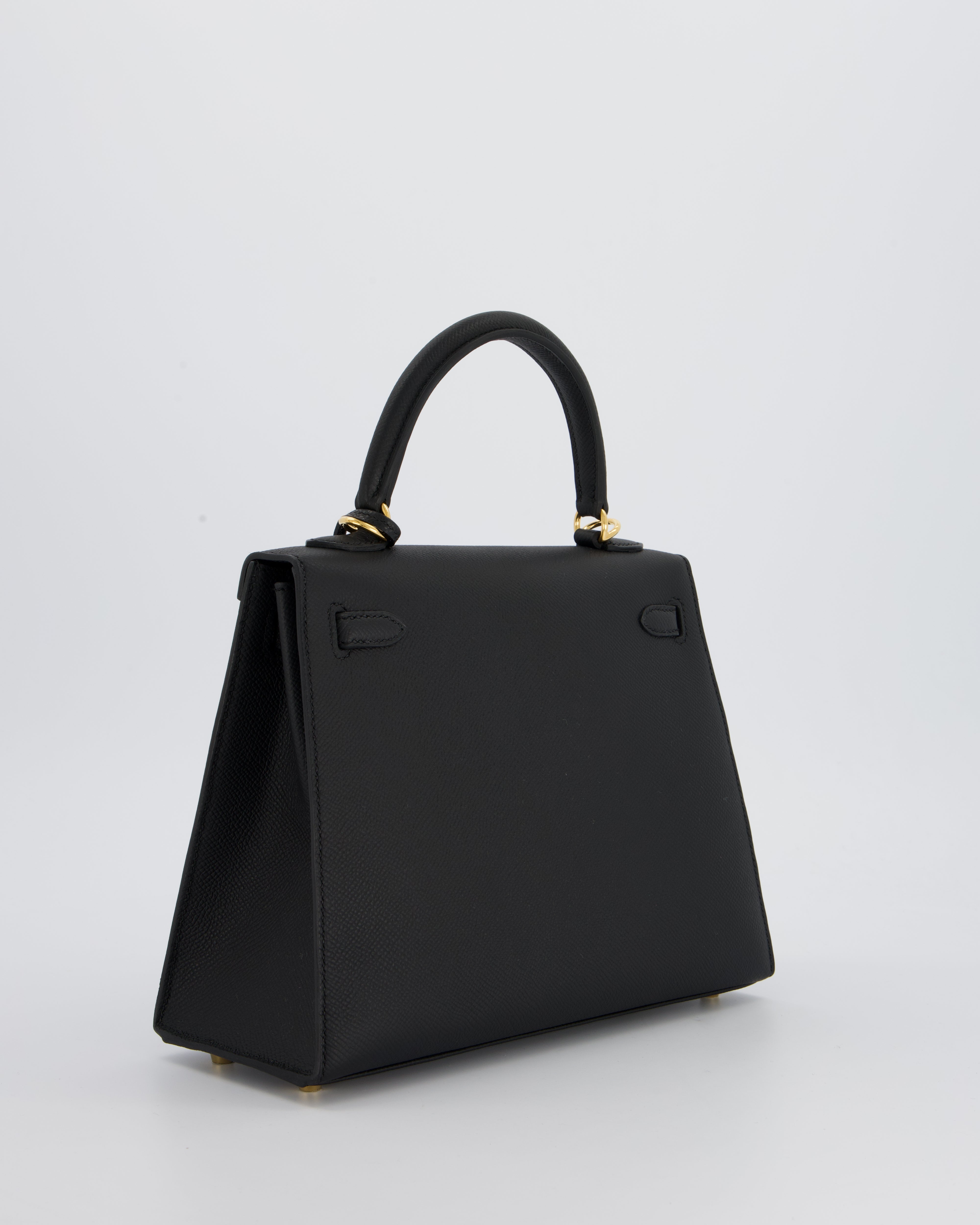 *HOT* Hermès Kelly 25 Sellier Bag in Noir Epsom Leather with Gold Hardware