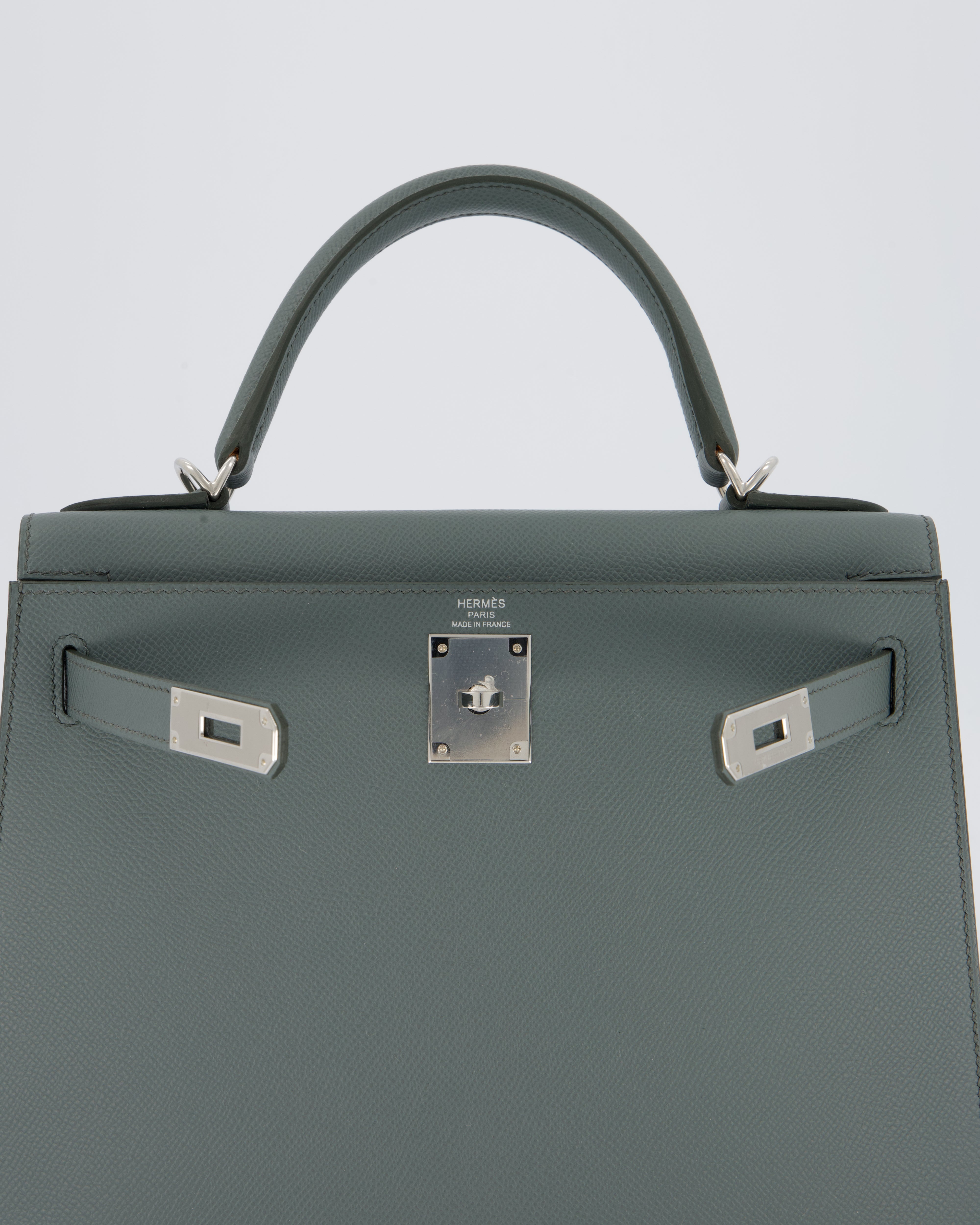 Hermès Kelly 28 Sellier Bag in Vert Amande Epsom Leather with Palladium Hardware