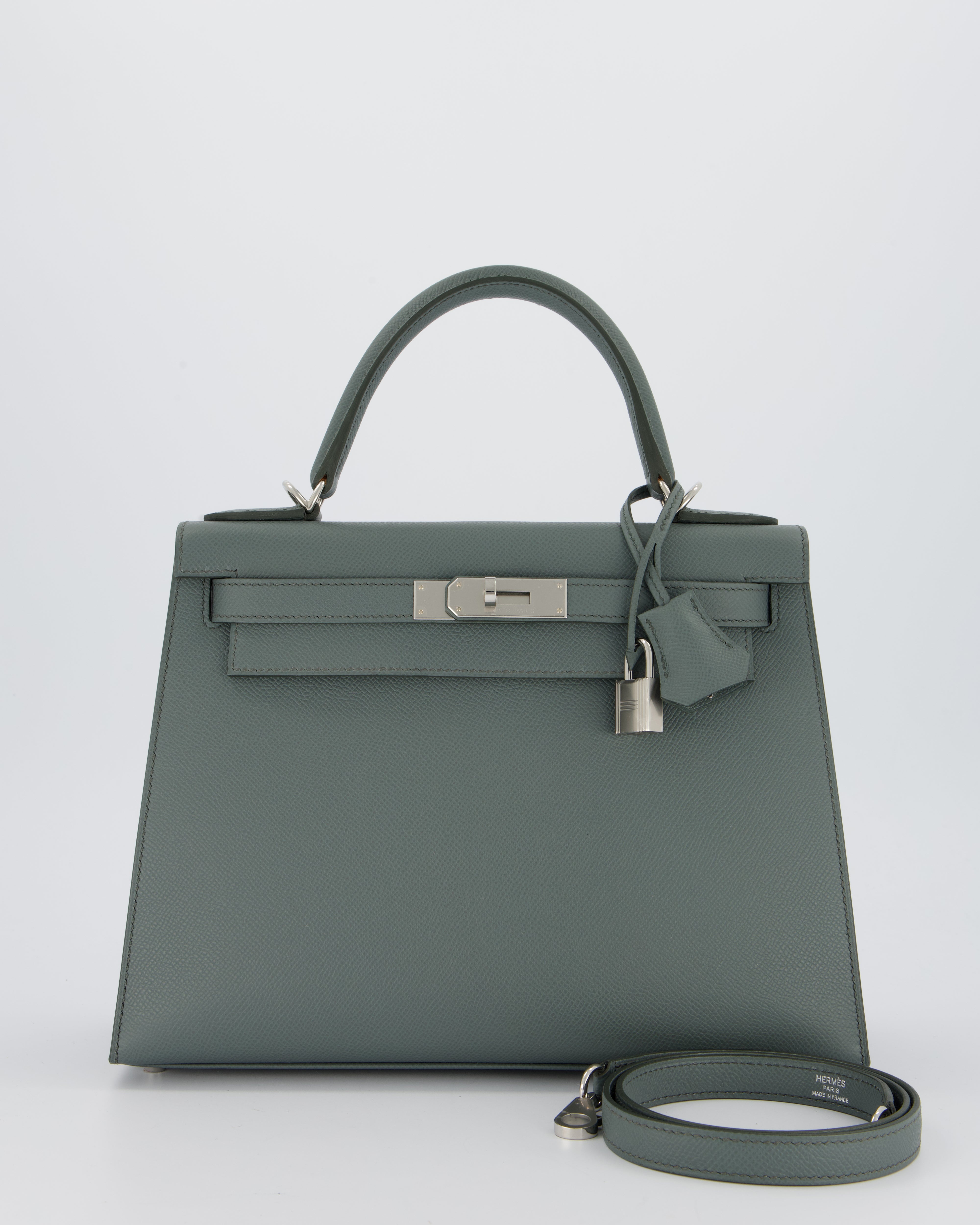 Hermès Kelly 28 Sellier Bag in Vert Amande Epsom Leather with Palladium Hardware