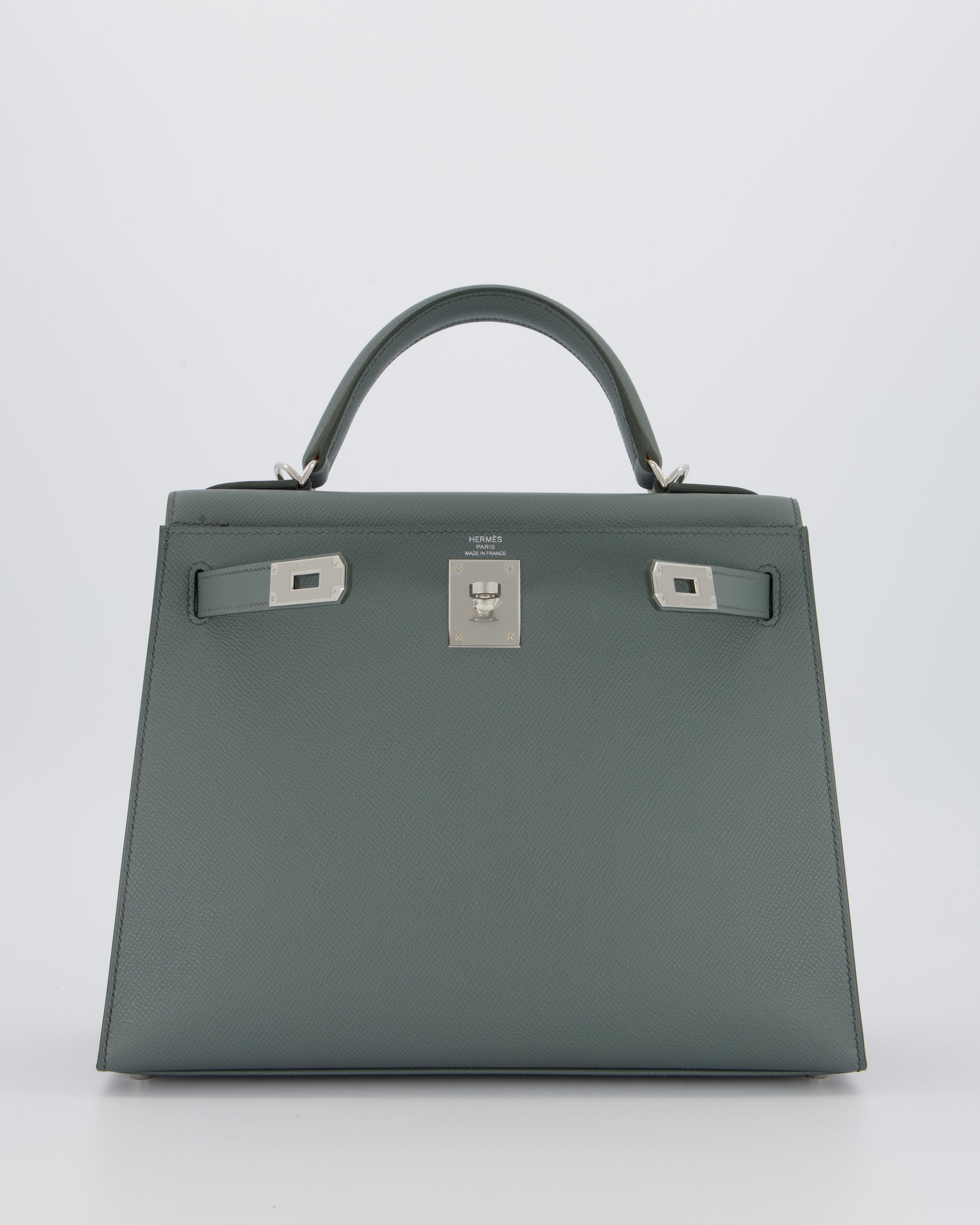 Hermès Kelly 28 Sellier Bag in Vert Amande Epsom Leather with Palladium Hardware
