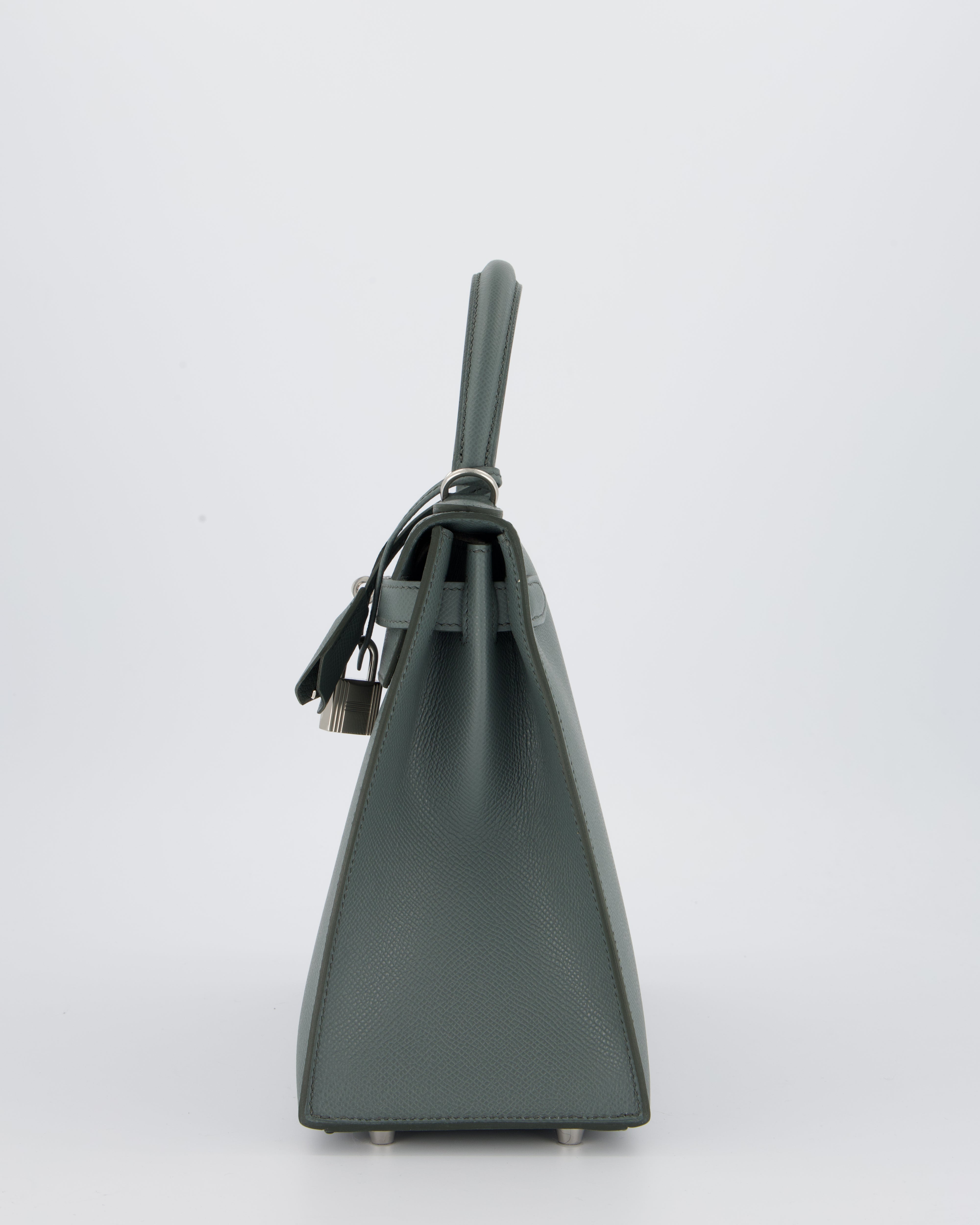 Hermès Kelly 28 Sellier Bag in Vert Amande Epsom Leather with Palladium Hardware