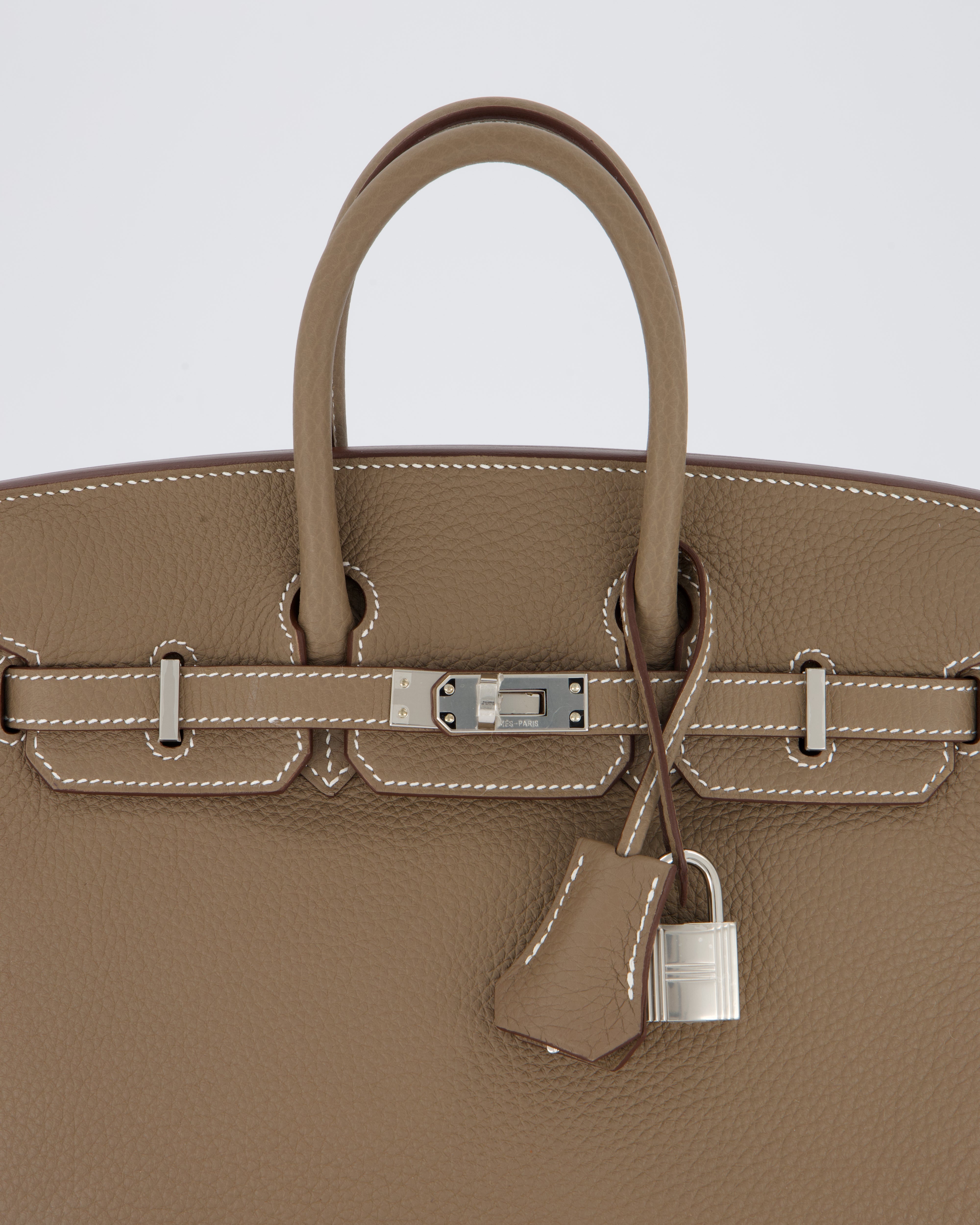 Hermès Birkin 25 Retourne Bag in Etoupe Togo Leather with Palladium Hardware
