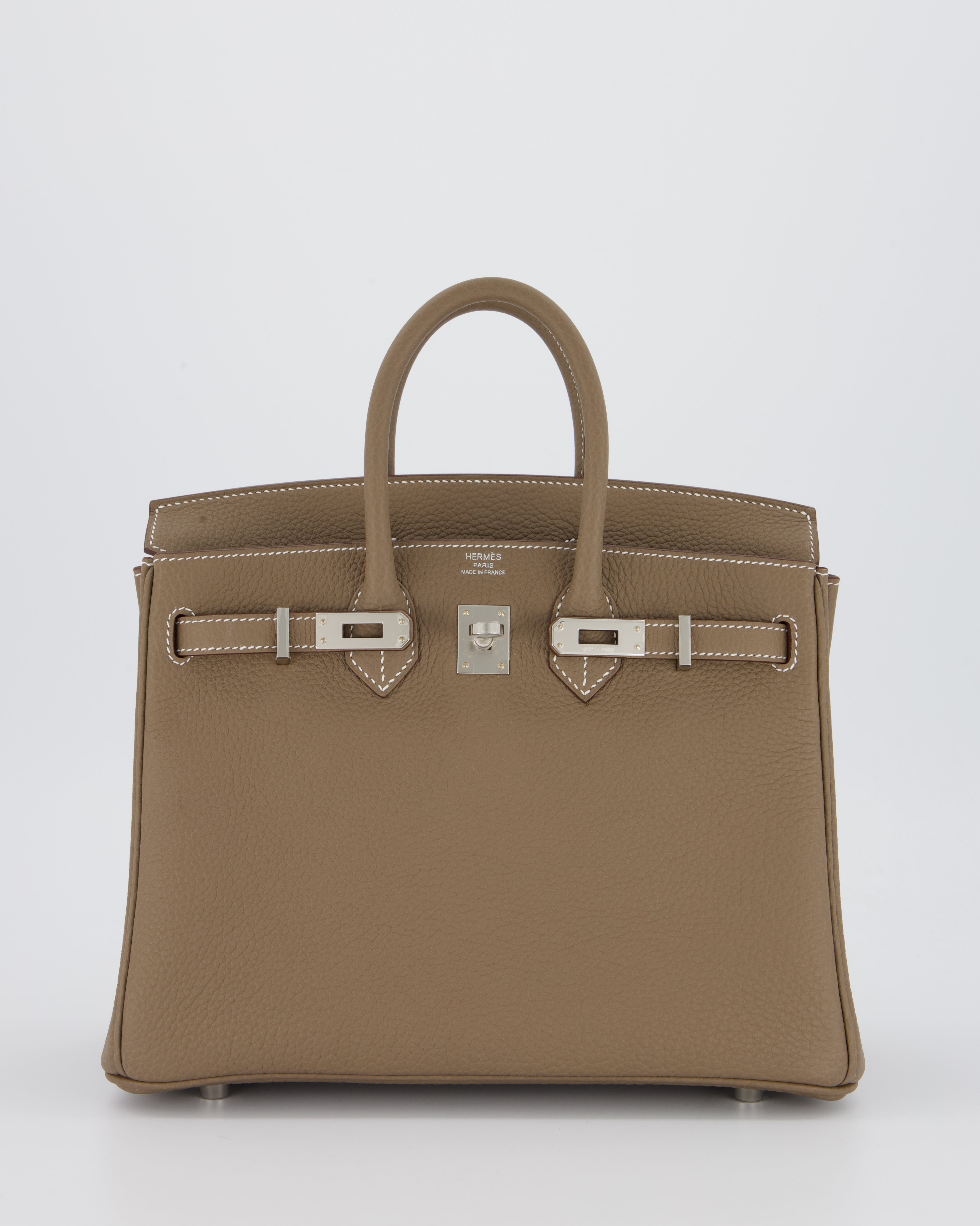 Hermès Birkin 25 Retourne Bag in Etoupe Togo Leather with Palladium Hardware