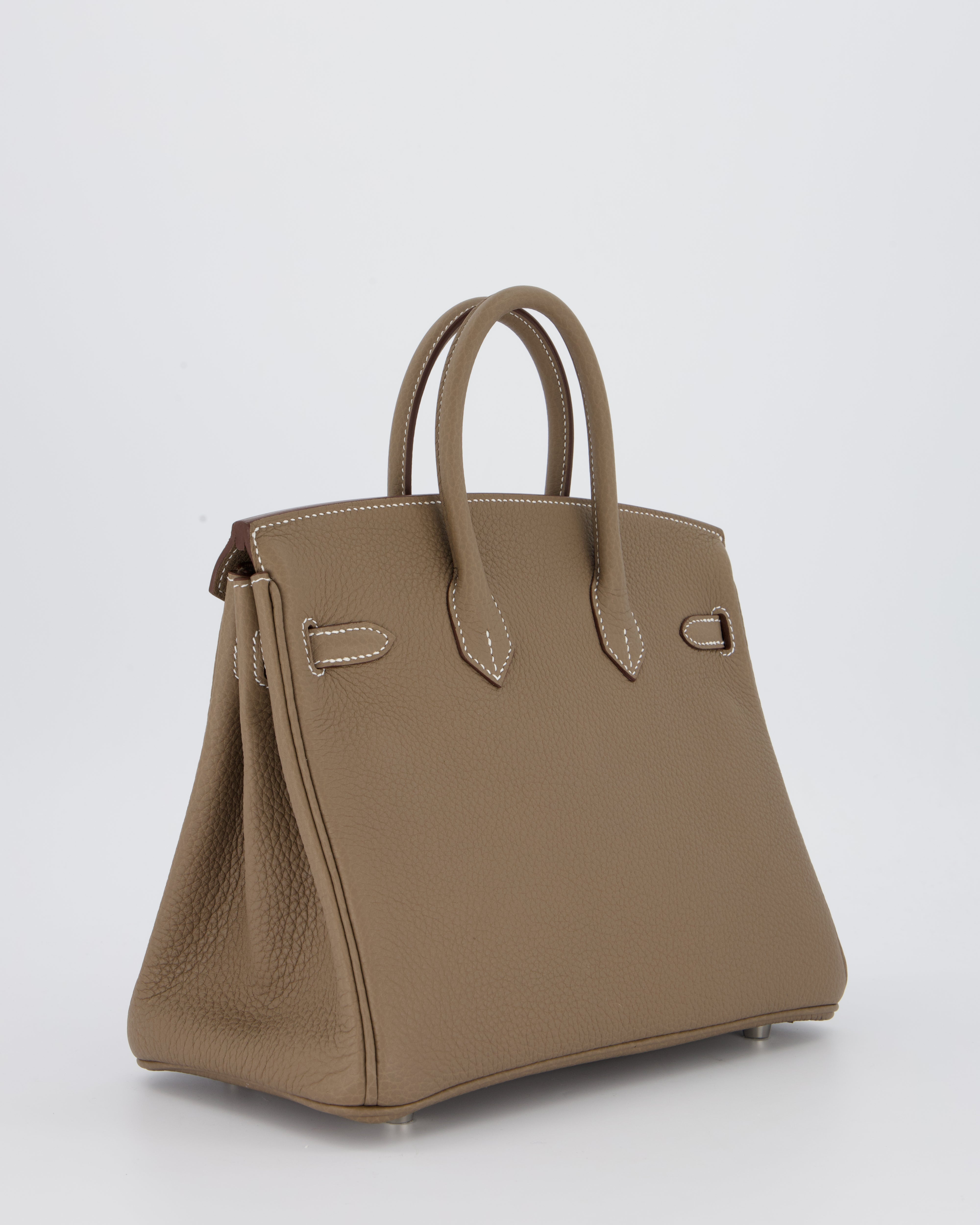 Hermès Birkin 25 Retourne Bag in Etoupe Togo Leather with Palladium Hardware