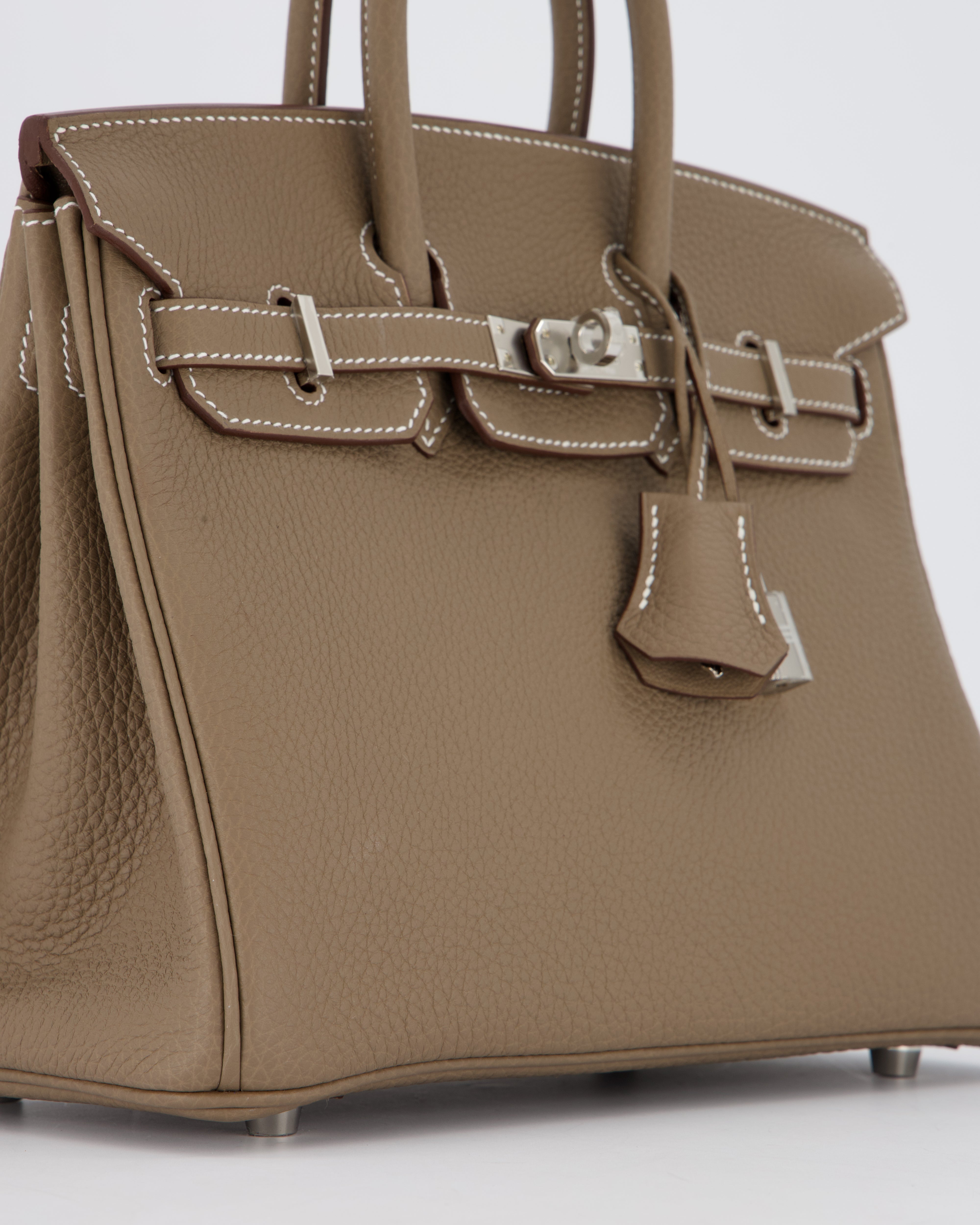 Hermès Birkin 25 Retourne Bag in Etoupe Togo Leather with Palladium Hardware