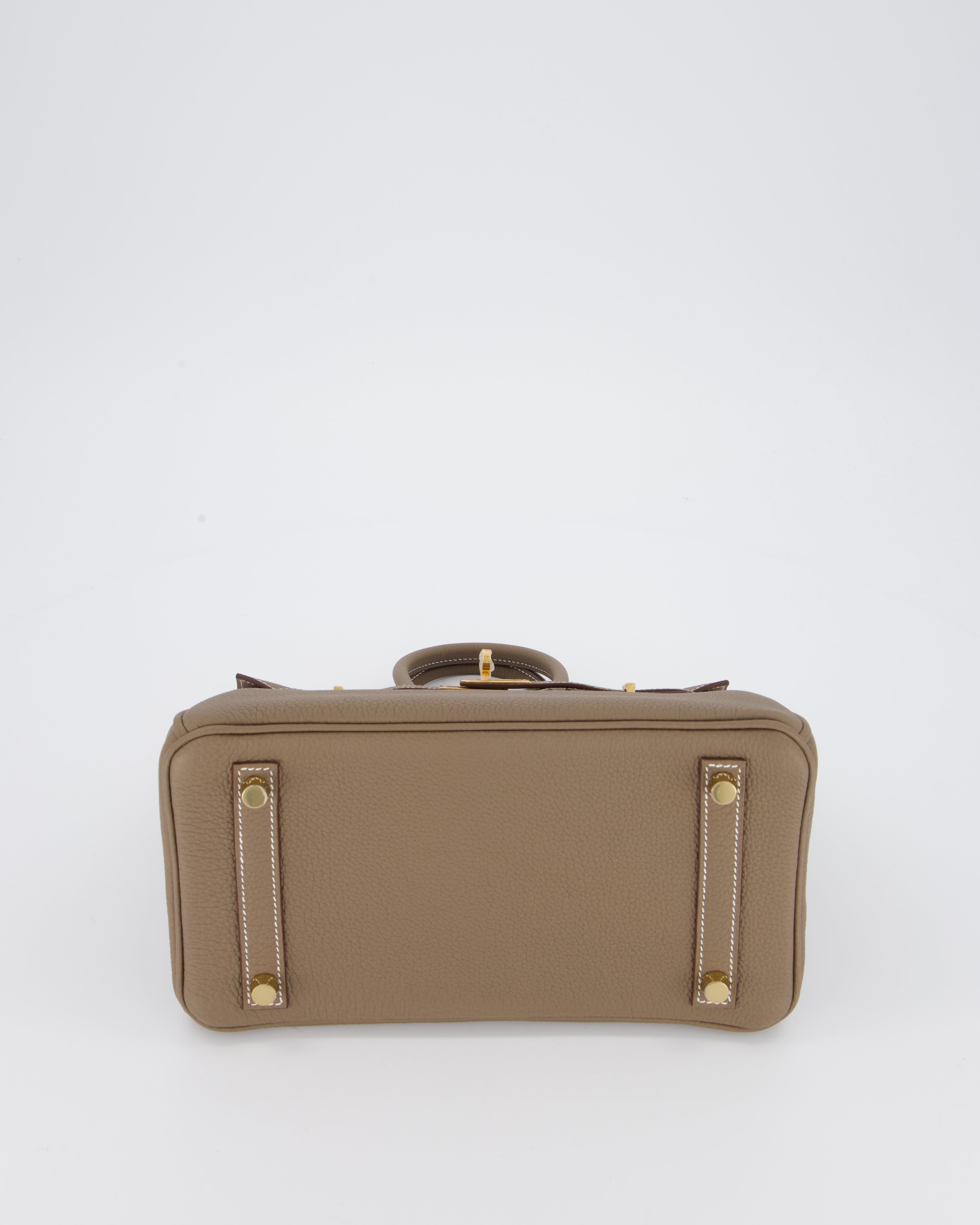 *RARE* Hermès Birkin 25 Retourne Bag in Etoupe Togo Leather with Gold Hardware