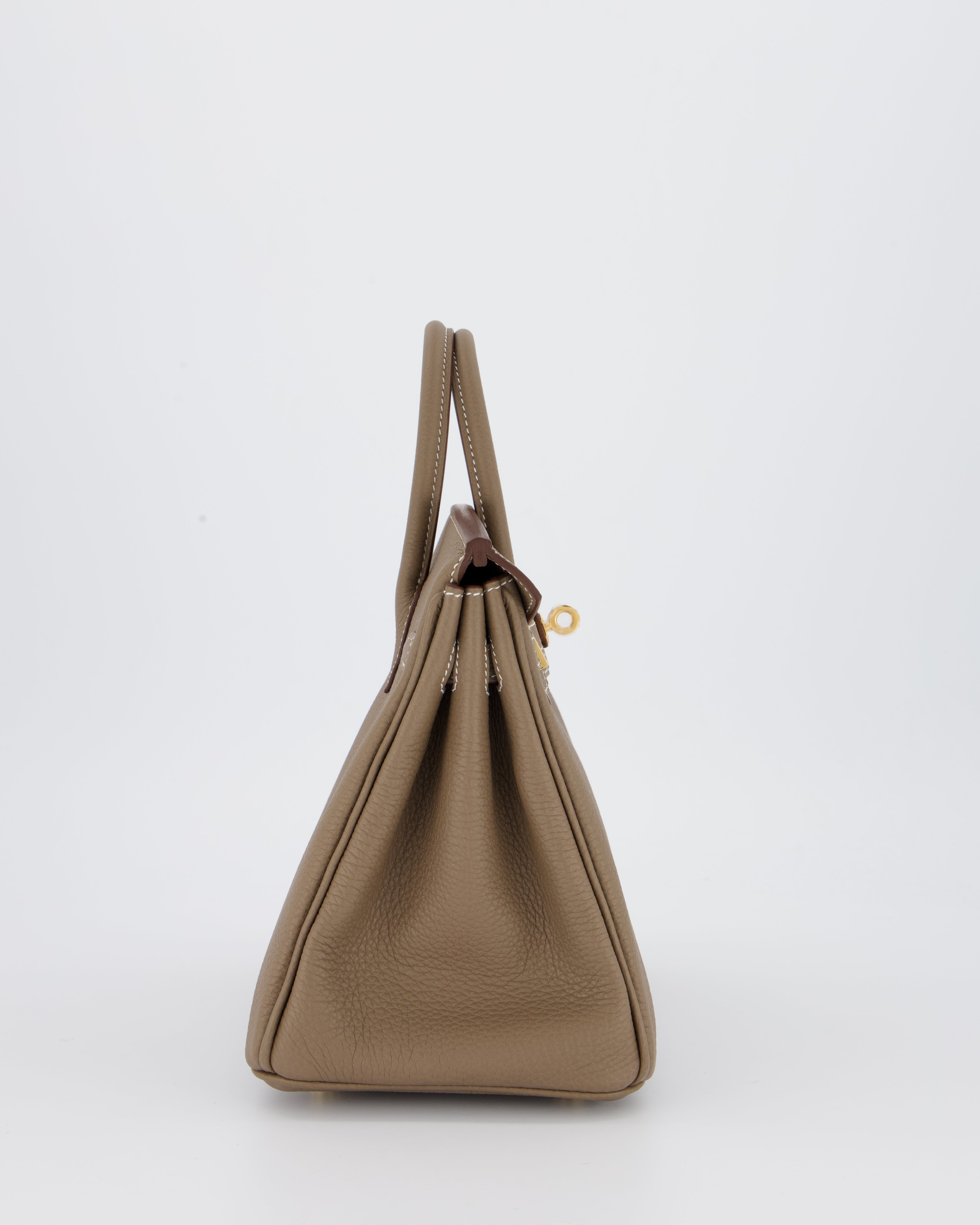 *RARE* Hermès Birkin 25 Retourne Bag in Etoupe Togo Leather with Gold Hardware