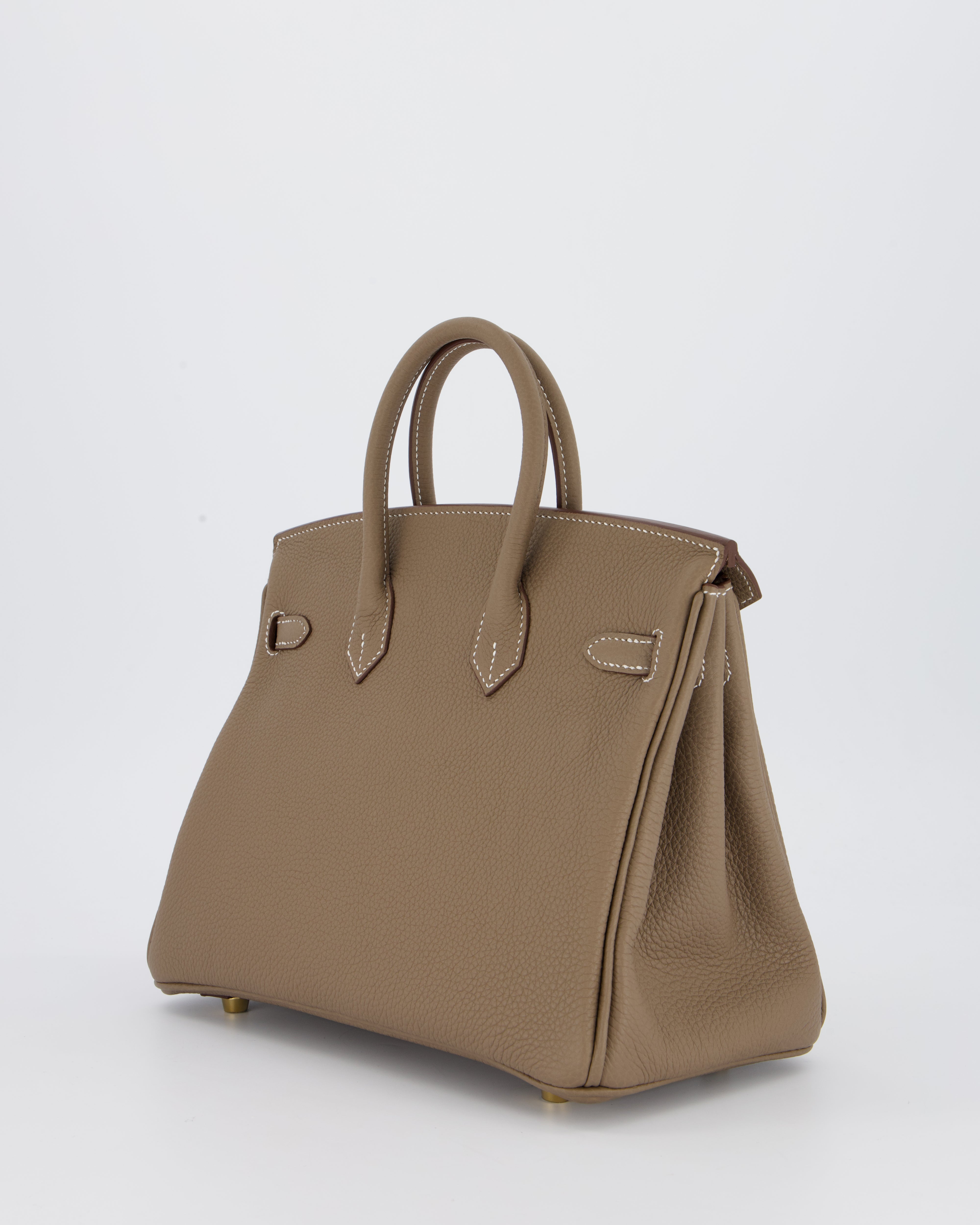 *RARE* Hermès Birkin 25 Retourne Bag in Etoupe Togo Leather with Gold Hardware