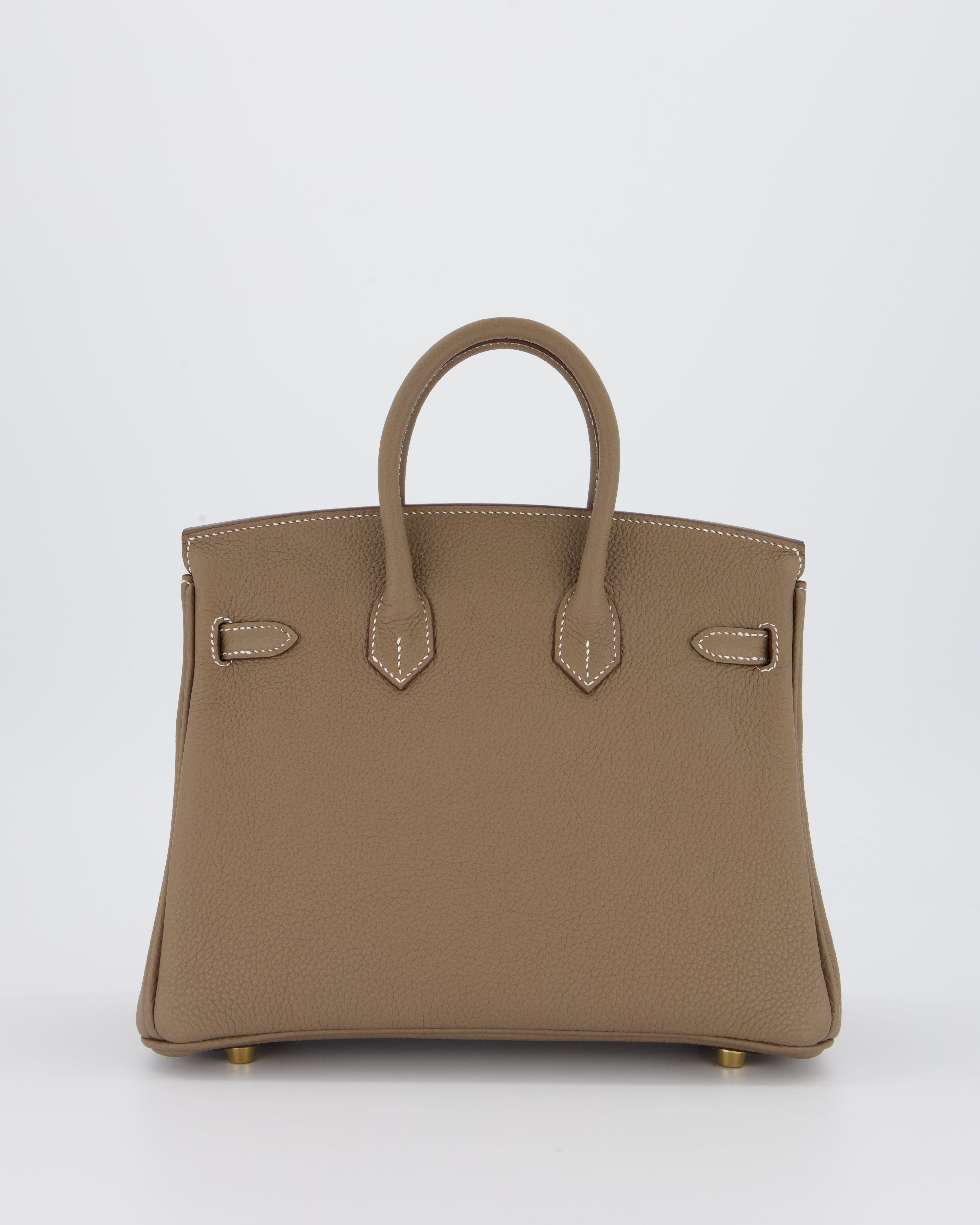 *RARE* Hermès Birkin 25 Retourne Bag in Etoupe Togo Leather with Gold Hardware