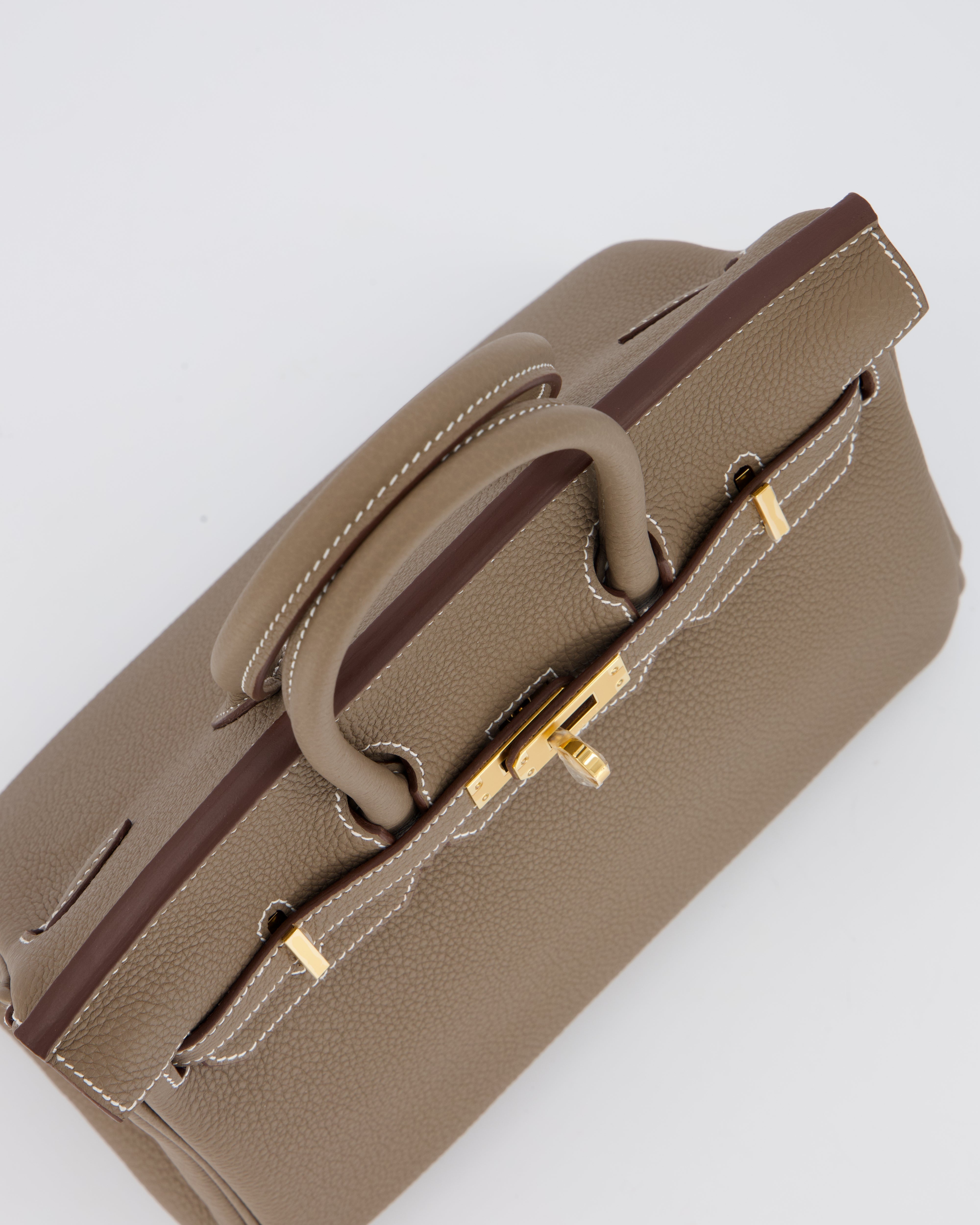 *RARE* Hermès Birkin 25 Retourne Bag in Etoupe Togo Leather with Gold Hardware