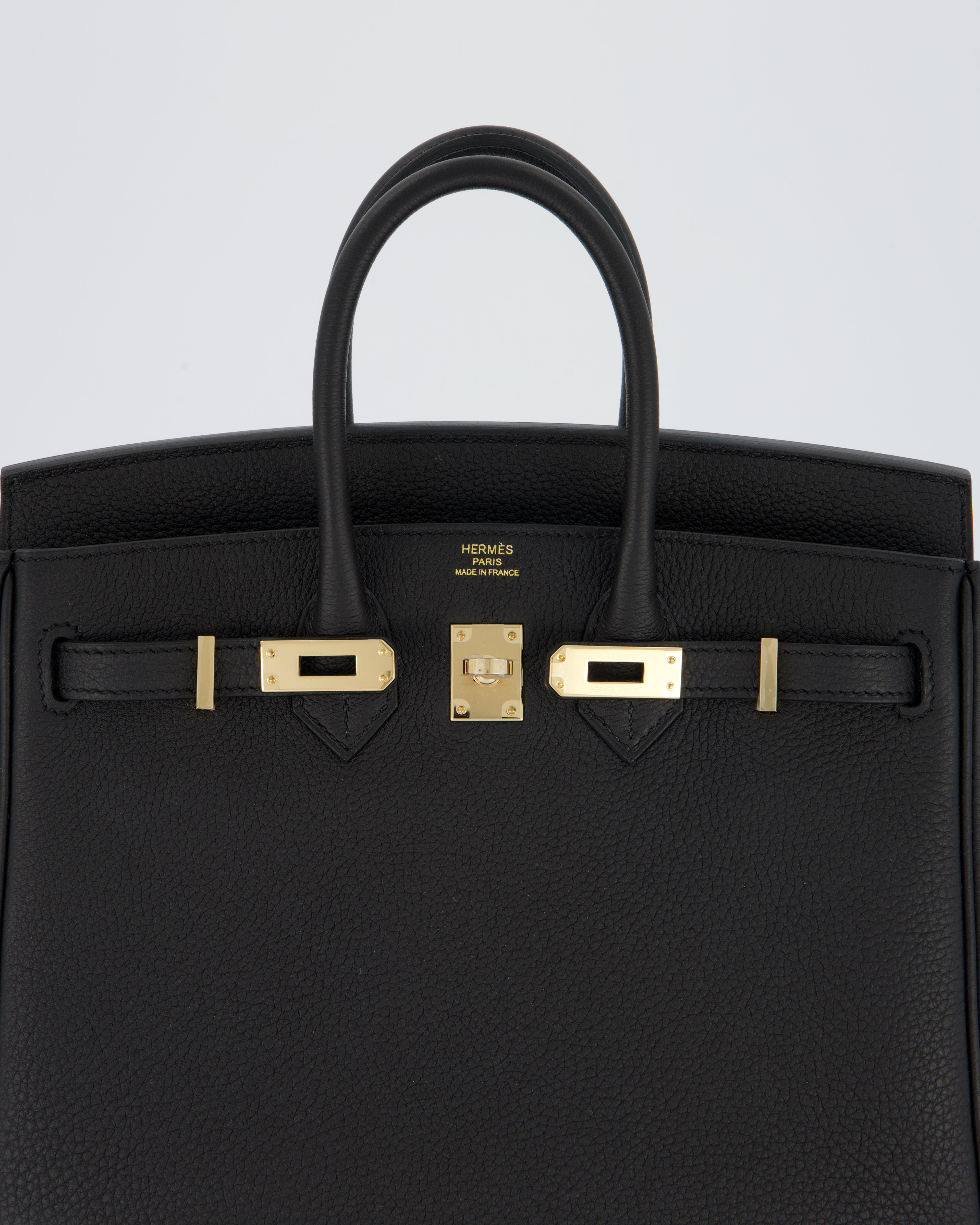 *SUPER RARE* Hermès Birkin 25 Retourne Bag in Noir Togo Leather with Permabrass Hardware