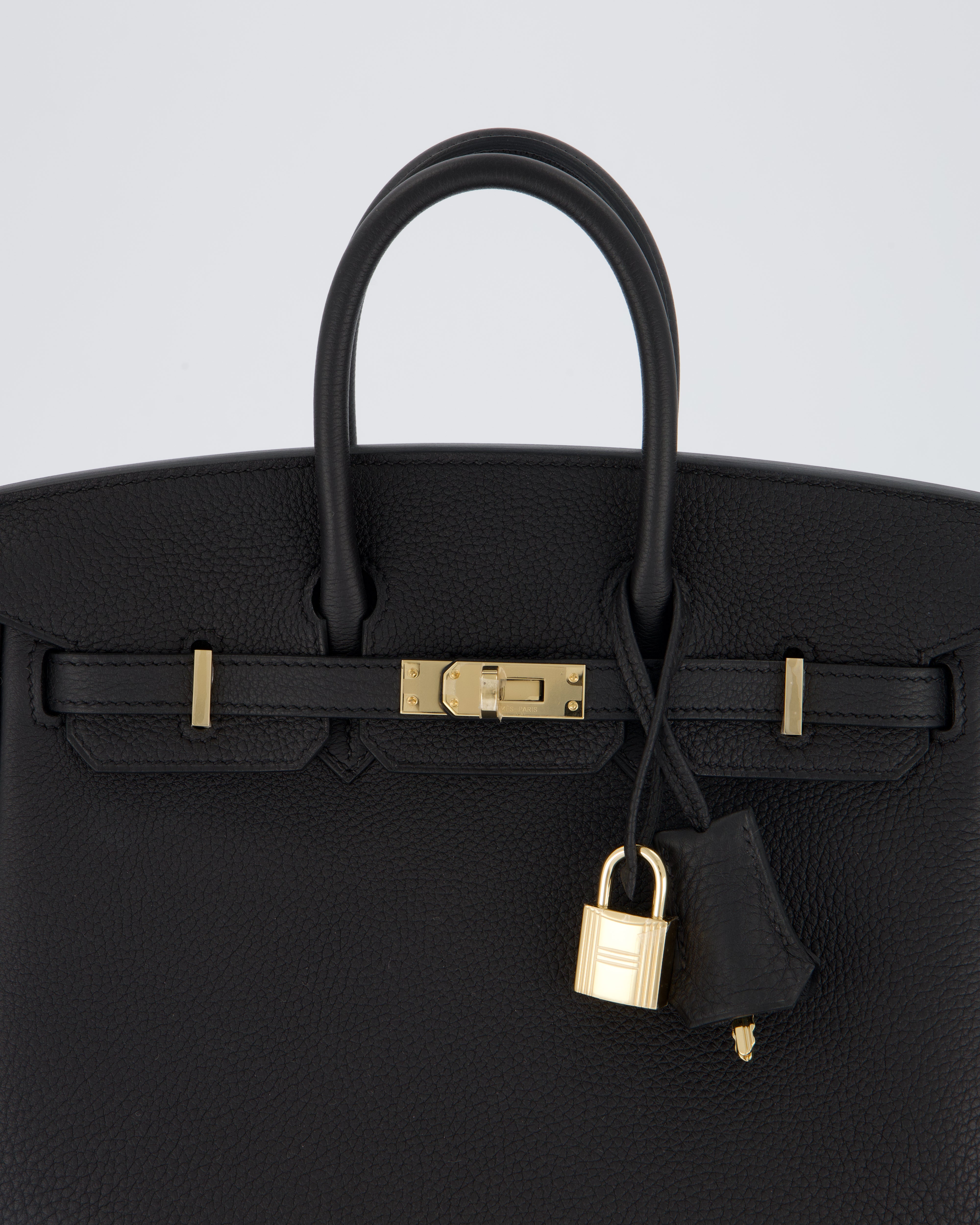 *SUPER RARE* Hermès Birkin 25 Retourne Bag in Noir Togo Leather with Permabrass Hardware