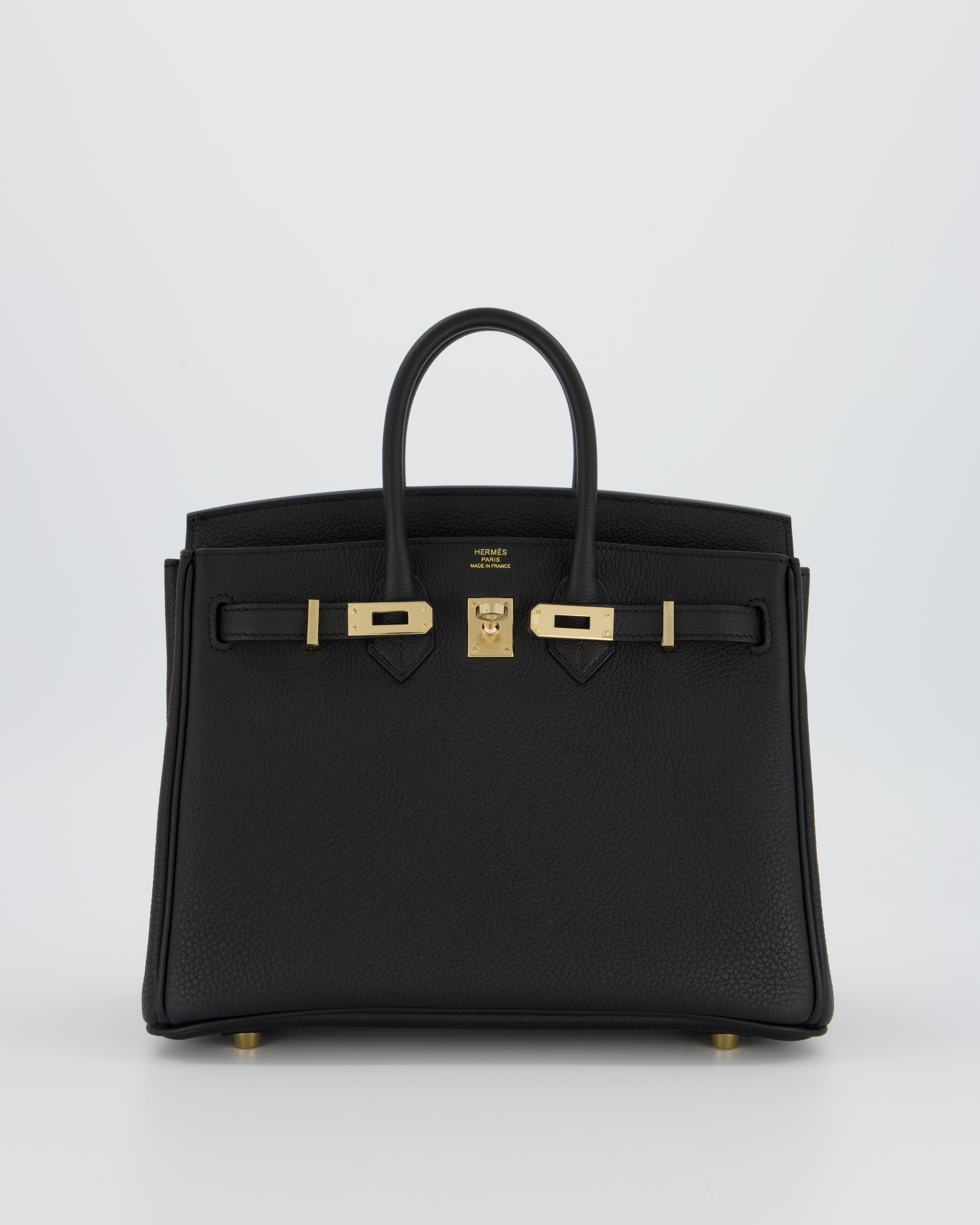 *SUPER RARE* Hermès Birkin 25 Retourne Bag in Noir Togo Leather with Permabrass Hardware