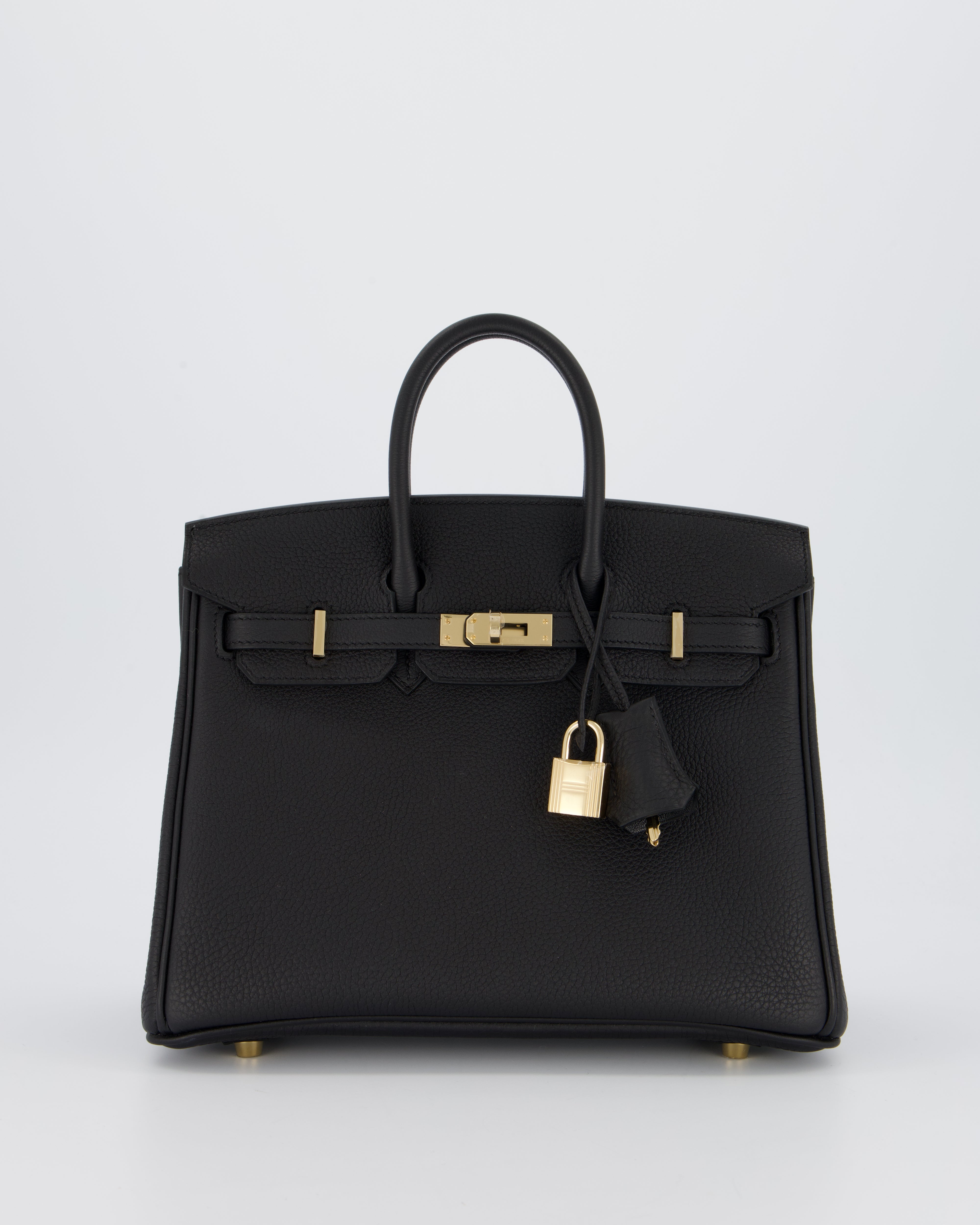 *SUPER RARE* Hermès Birkin 25 Retourne Bag in Noir Togo Leather with Permabrass Hardware