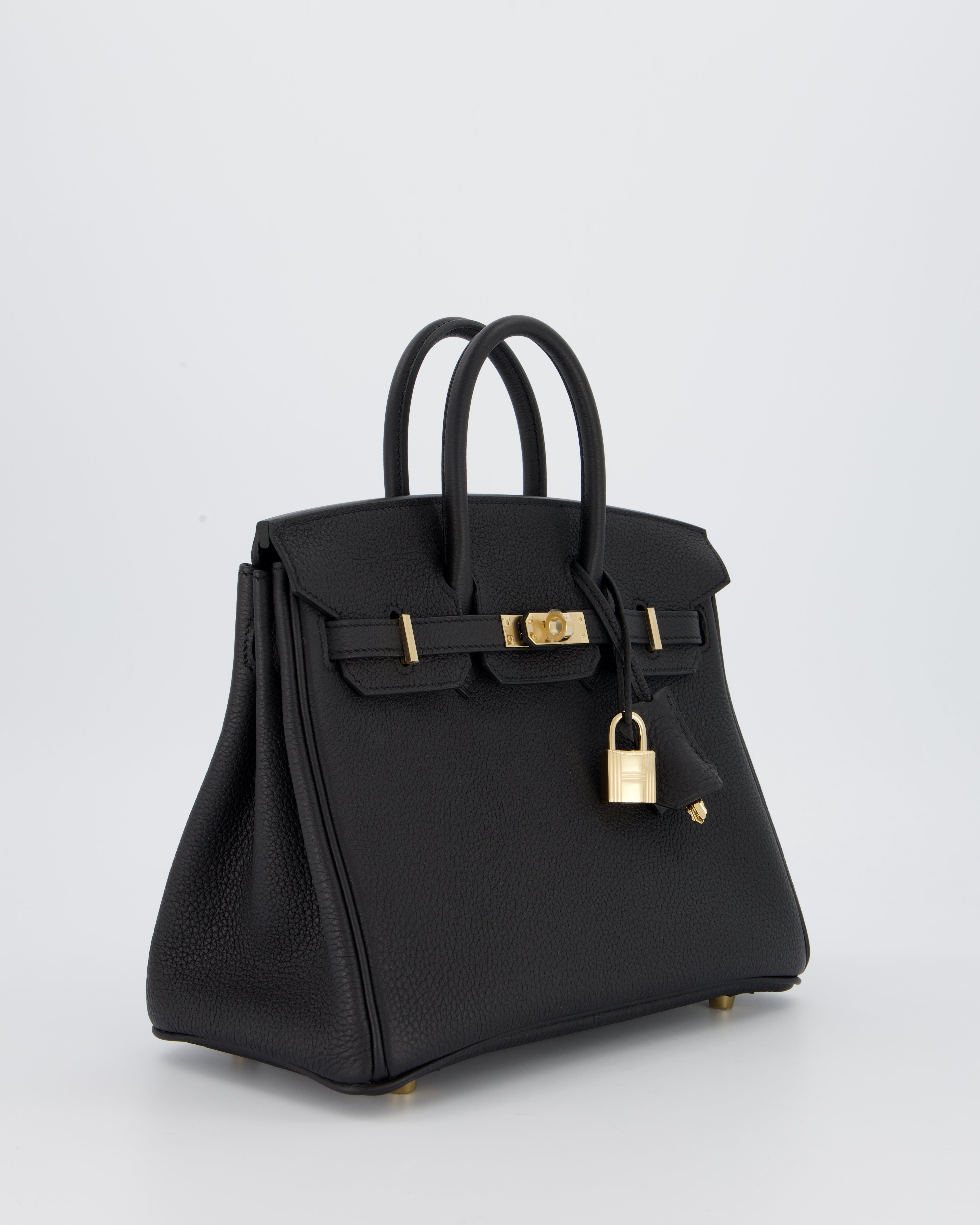 *SUPER RARE* Hermès Birkin 25 Retourne Bag in Noir Togo Leather with Permabrass Hardware